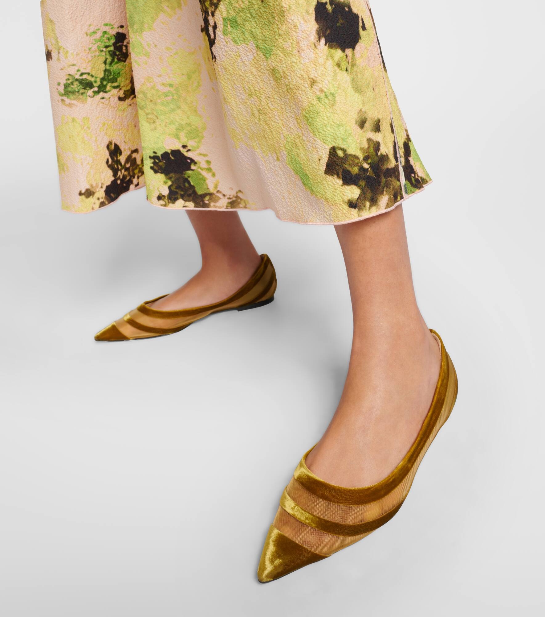 Love velvet-trimmed ballet flats - 4
