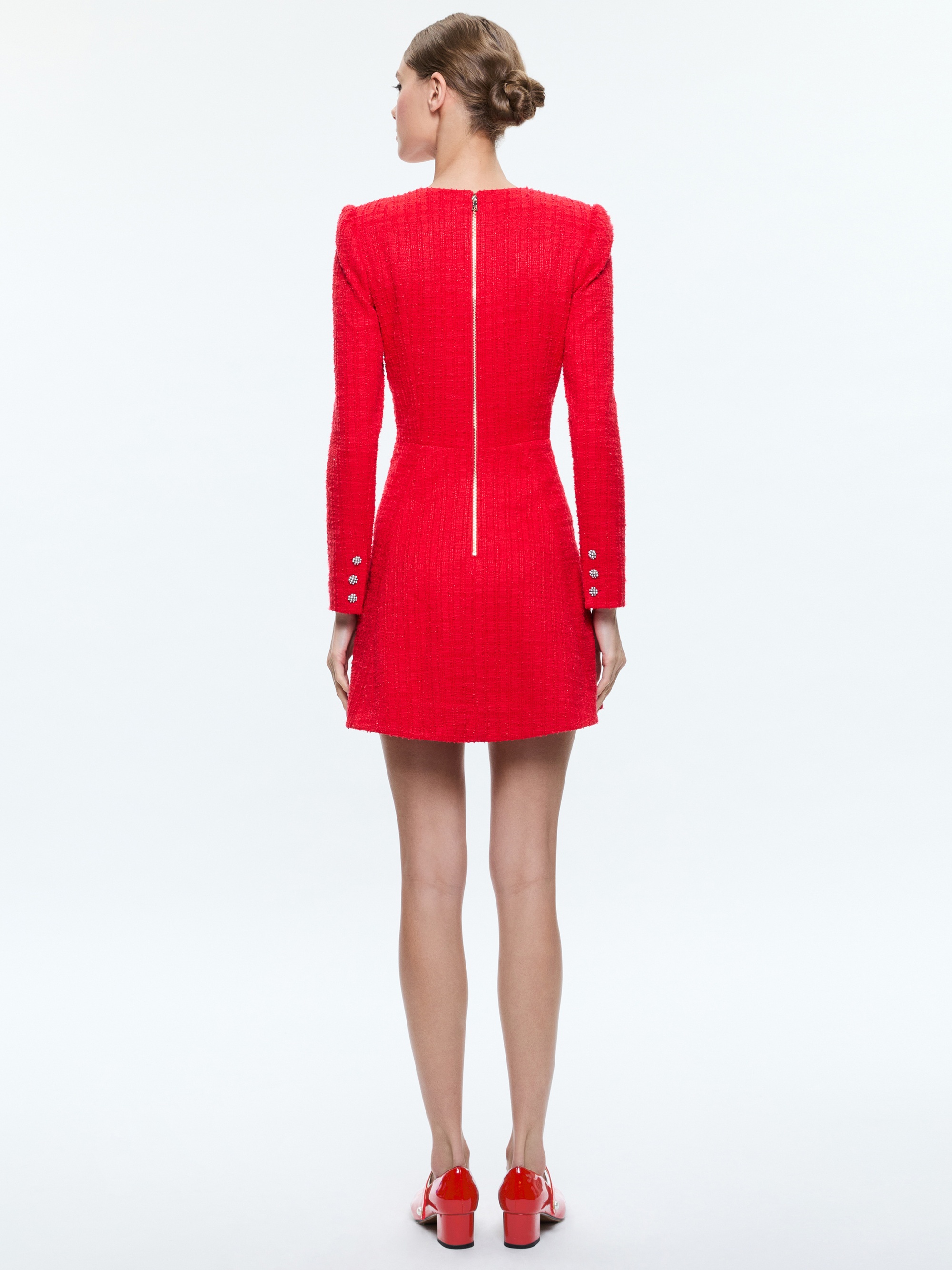 SHILOH LONG SLEEVE BUTTON FRONT MINI DRESS - 4