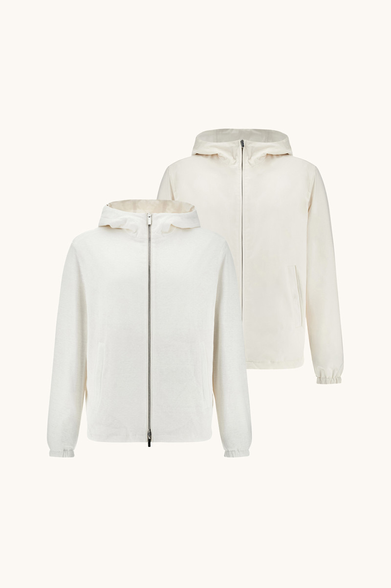 REVERSIBLE WINDBREAKER IN LINEN JERSEY AND TYPHOON® PLATINUM 1