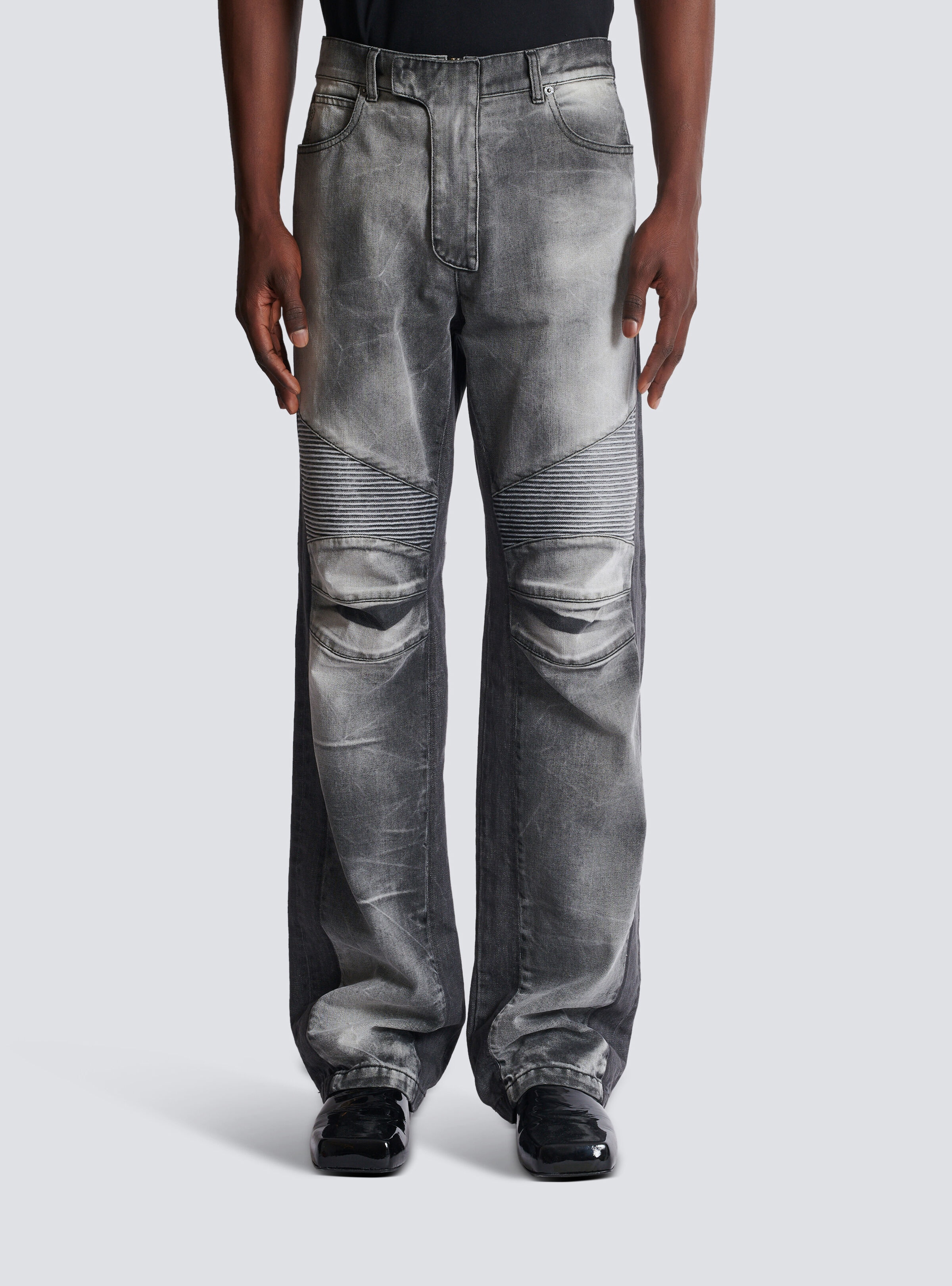 Loose-fit denim biker jeans - 5