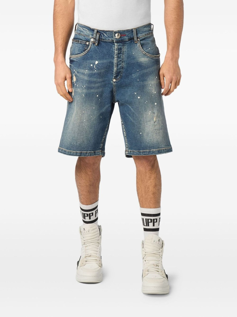 PHILIPP PLEIN Formentera Skulls denim shorts outlook