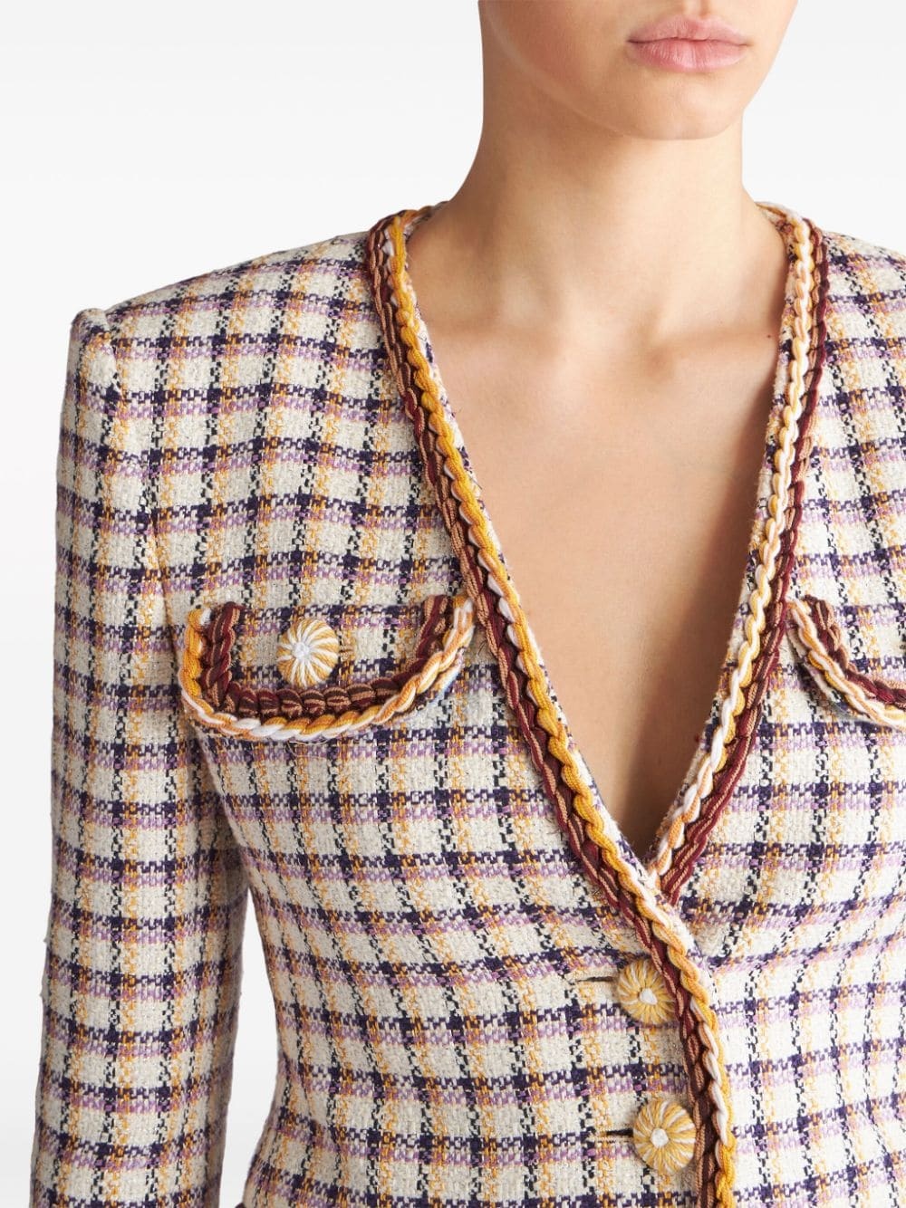 check-jacquard cotton-blend jacket - 5