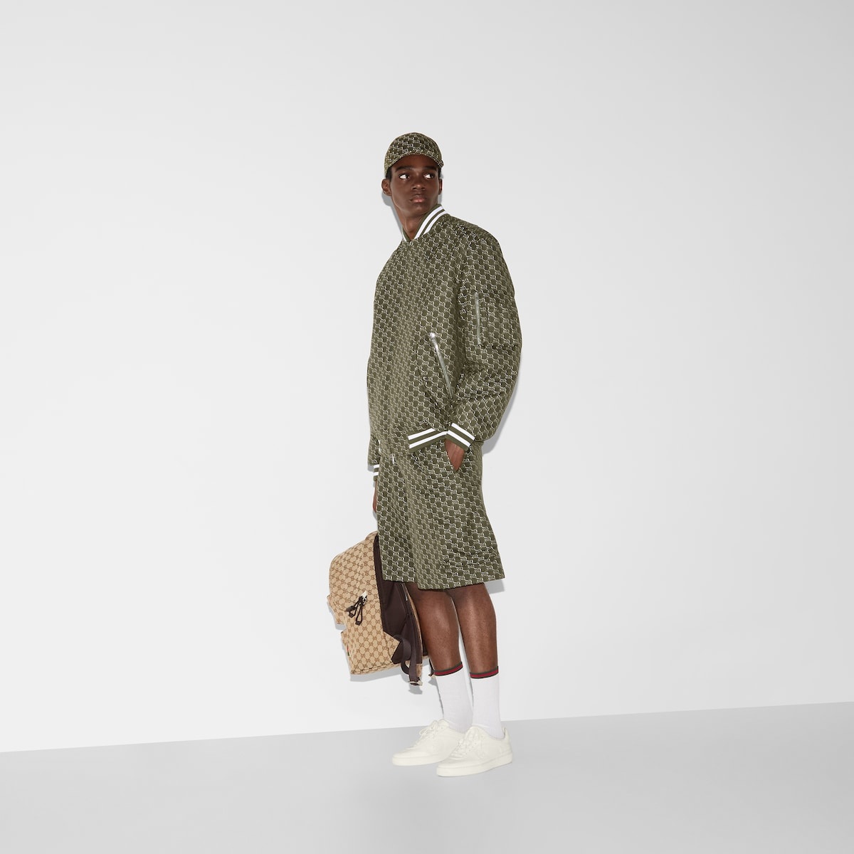 Cotton jacquard shorts with GG Shadow - 6