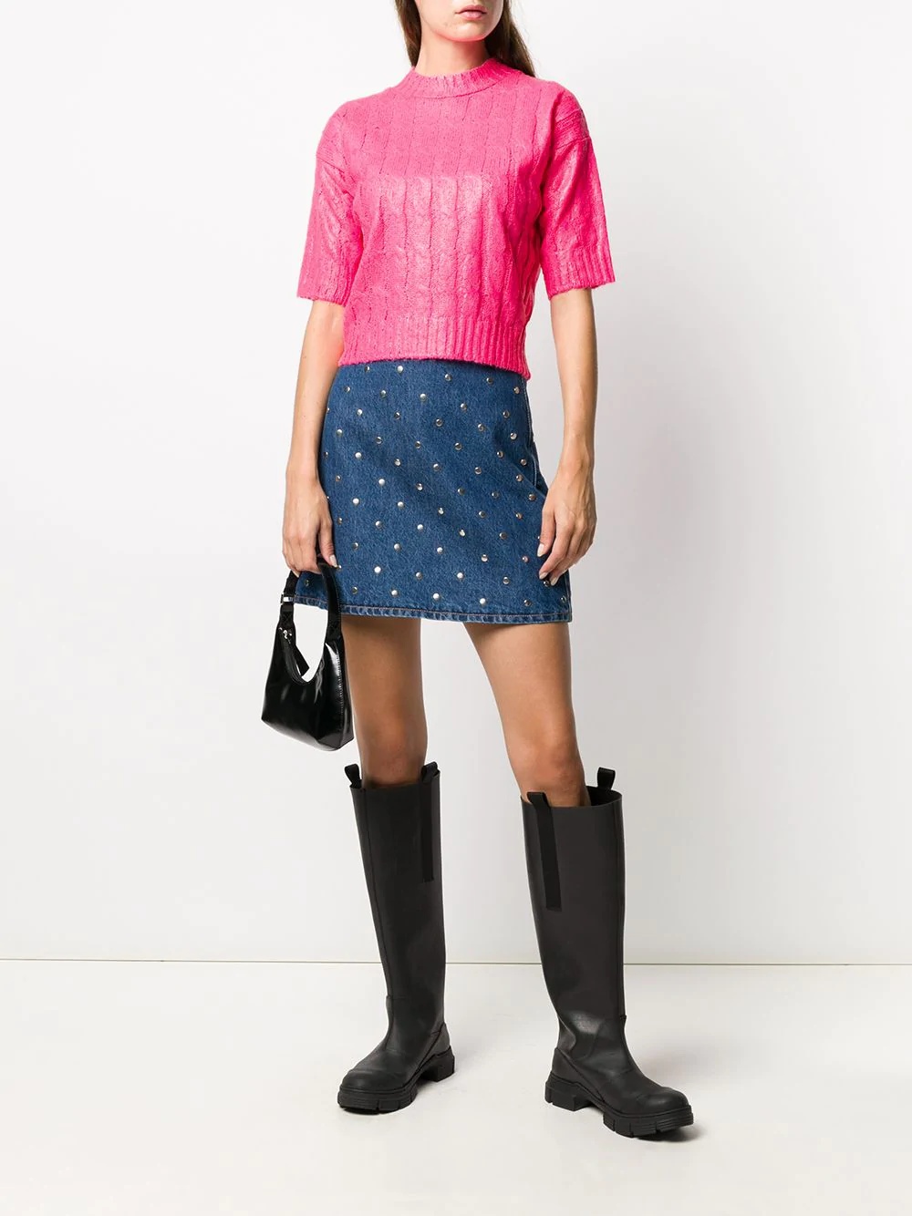 waxed-effect knitted top - 2