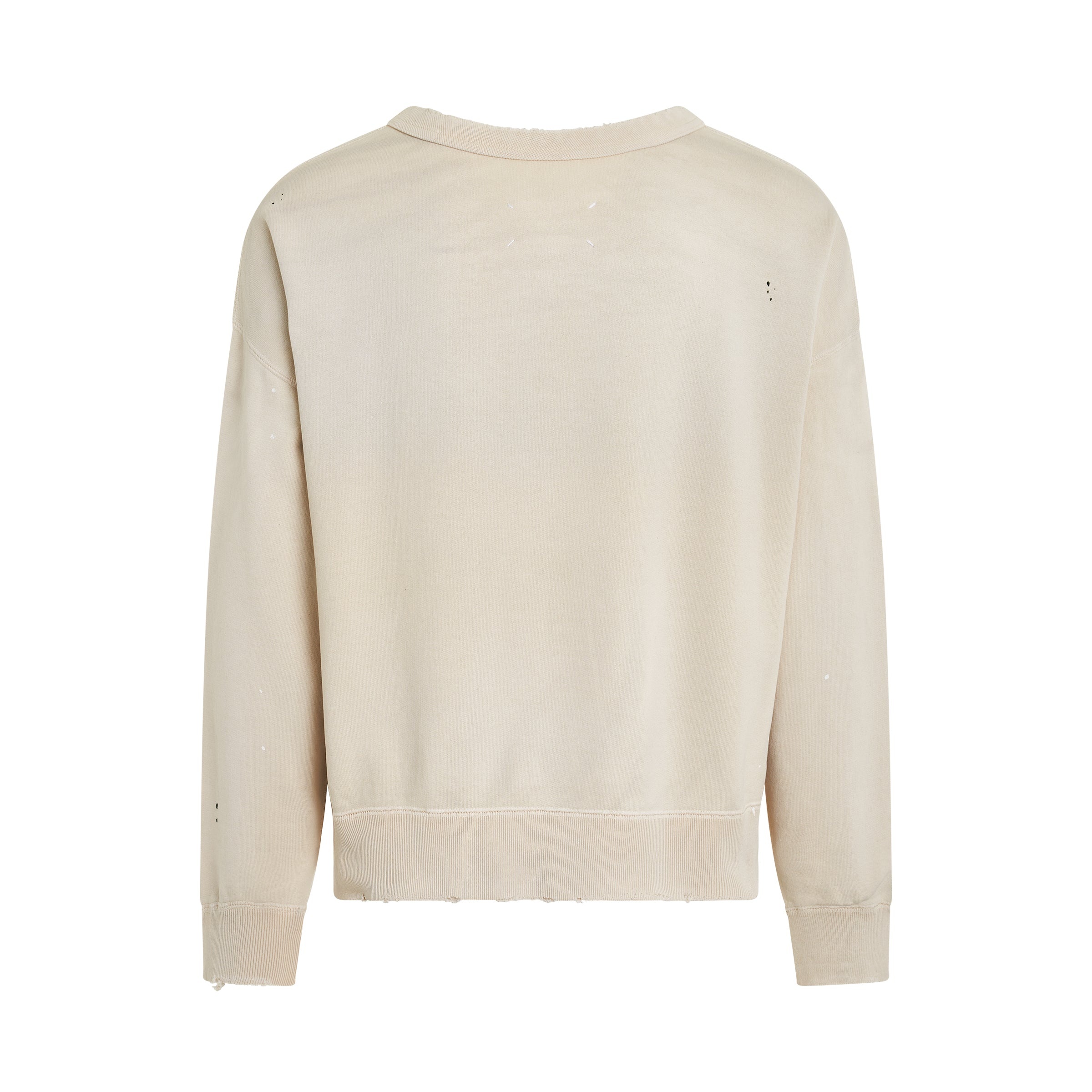 Open Neck Logo Sweatshirt in Dirty Ecru - 4