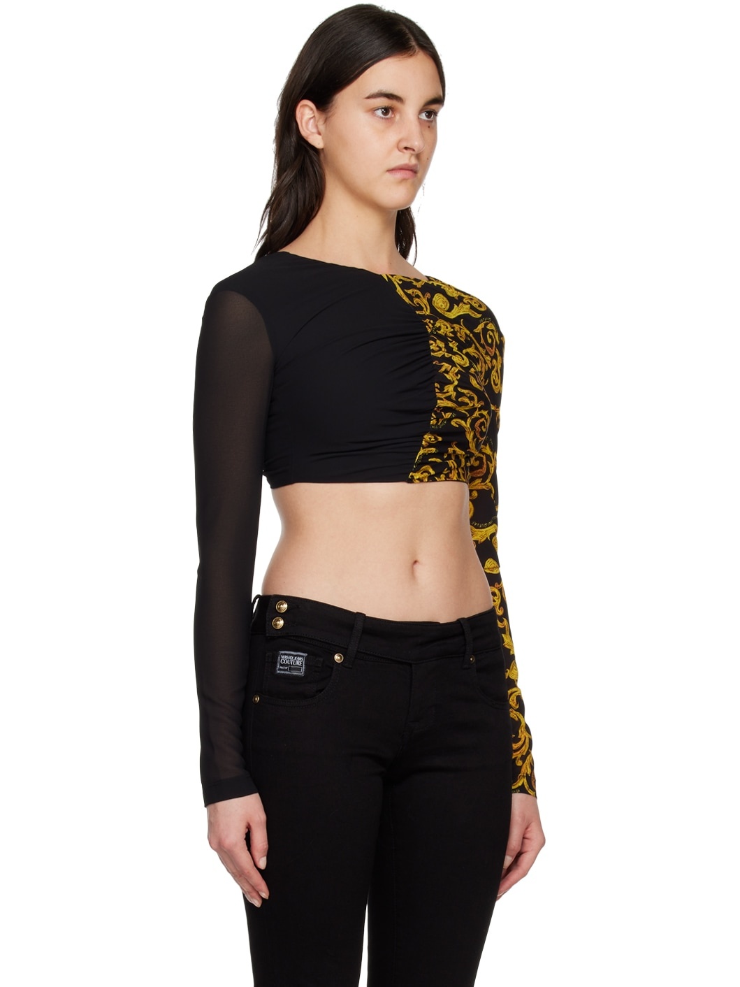 Black & Yellow Cropped Blouse - 2
