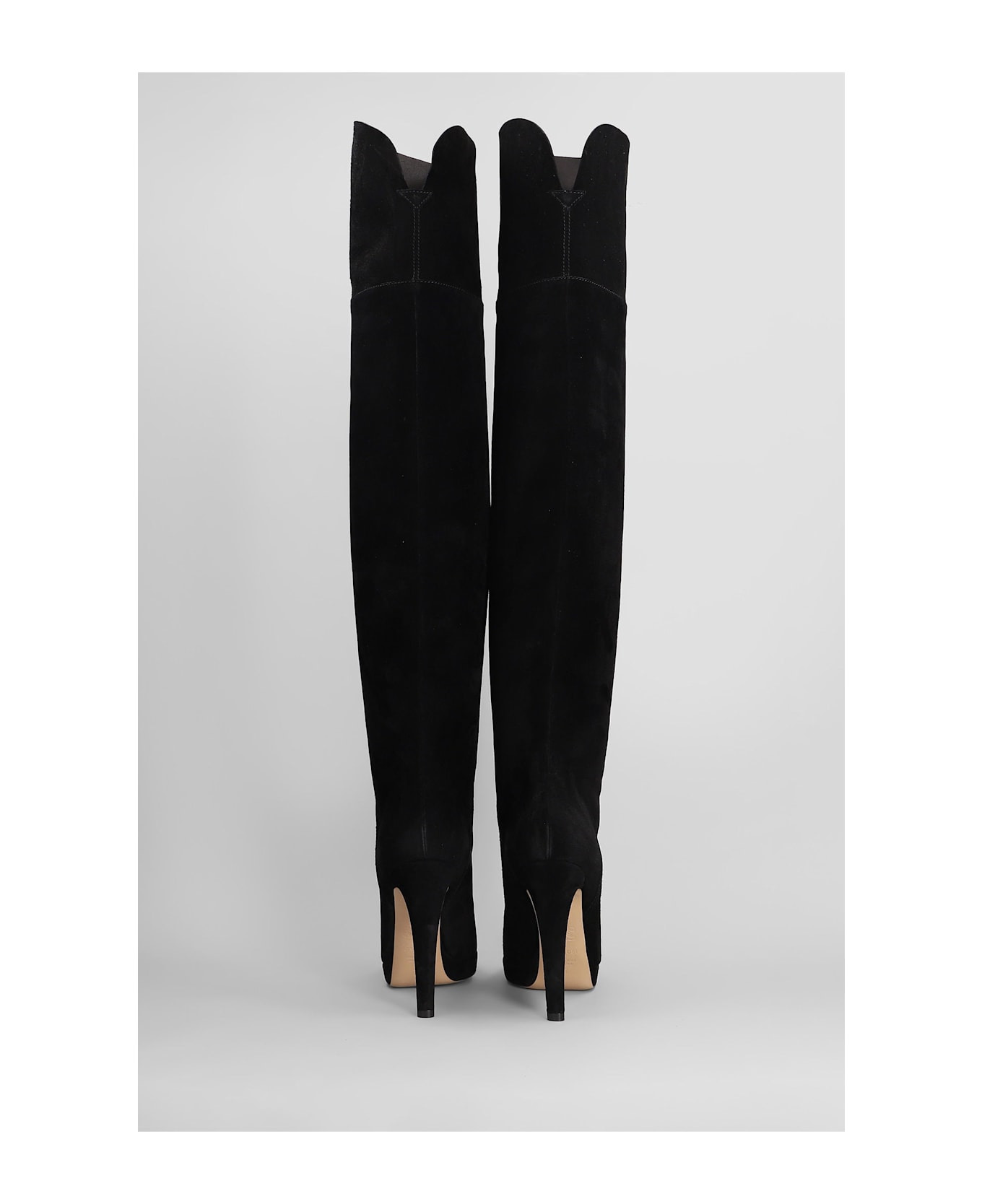 High Heels Boots In Black Suede - 4