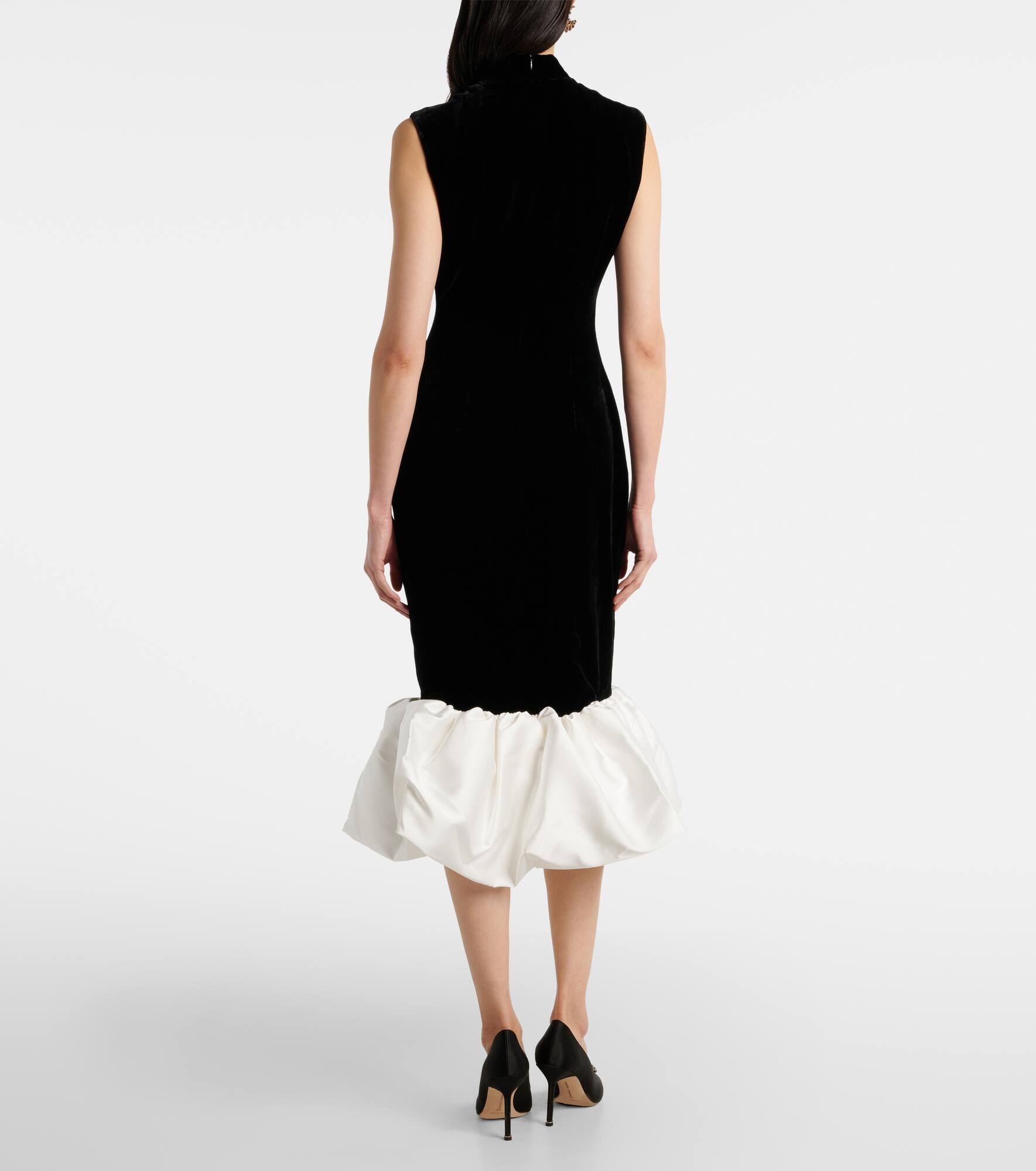 Velvet and satin midi dress - 3