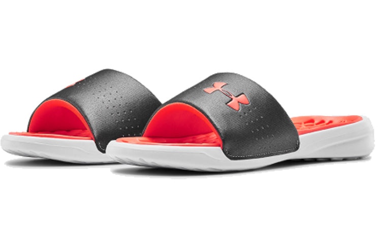 (WMNS) Under Armour Playmaker Fixed Strap Slippers Black/Orange 3000063-104 - 3