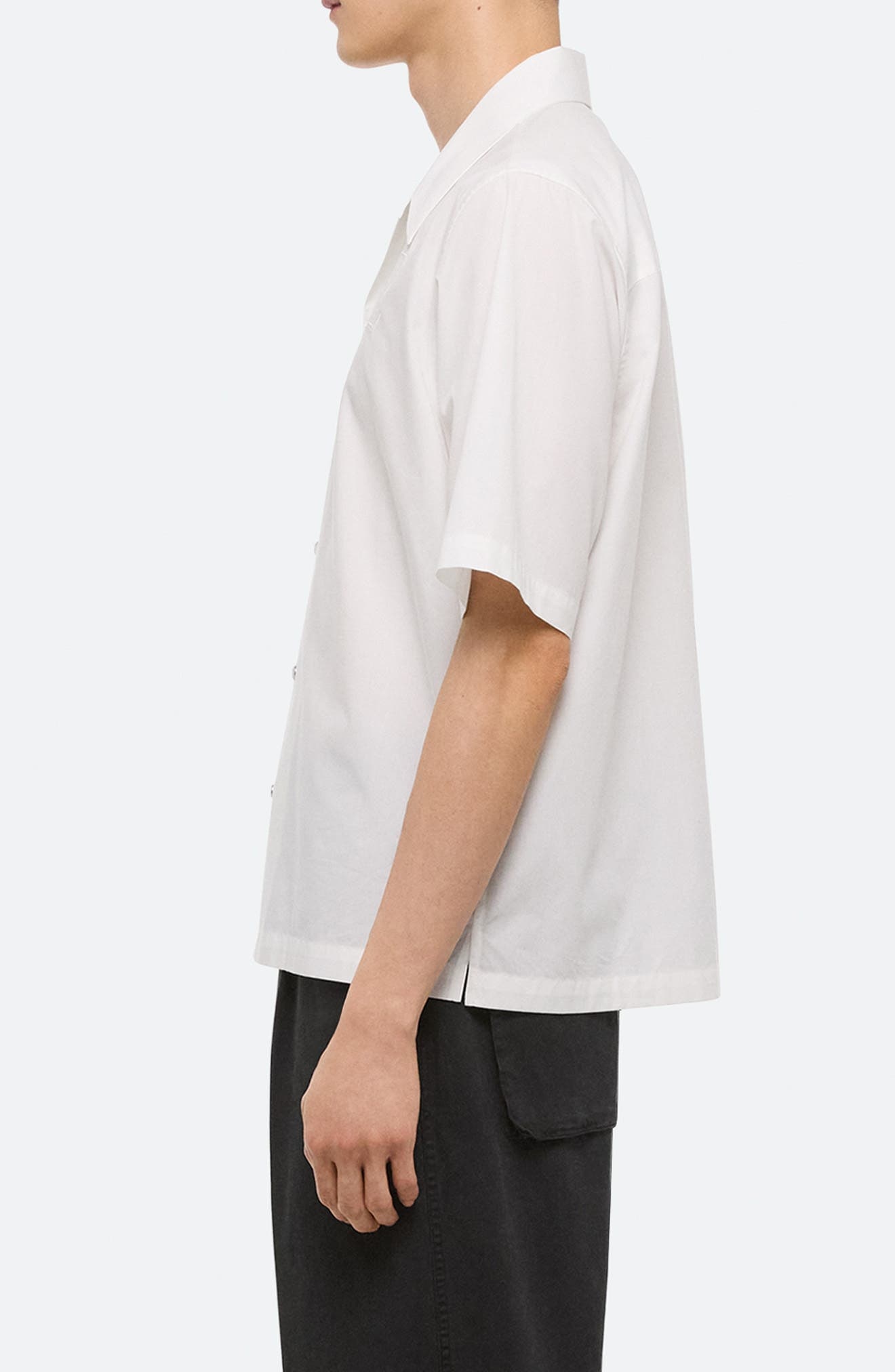 Helmut Lang Boxy Soft Broad Poplin Camp Shirt in White - 4