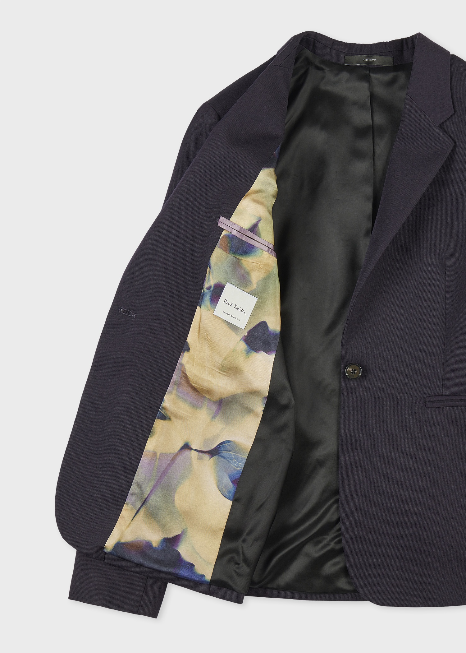 Women's Dark Purple One-Button Wool Gabardine Blazer - 5