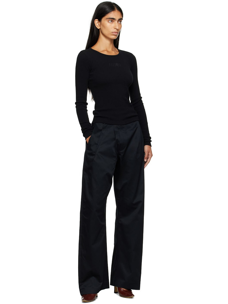 MM6 Maison Margiela Black Wool Blend Rib Jersey Long-Sleeved T-shirt outlook