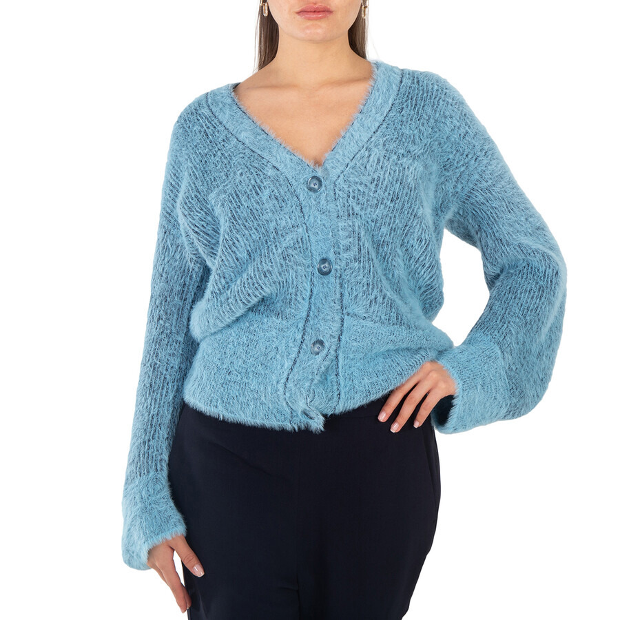 Stella McCartney Ladies Blue Fluffy Knit Cardigan - 3