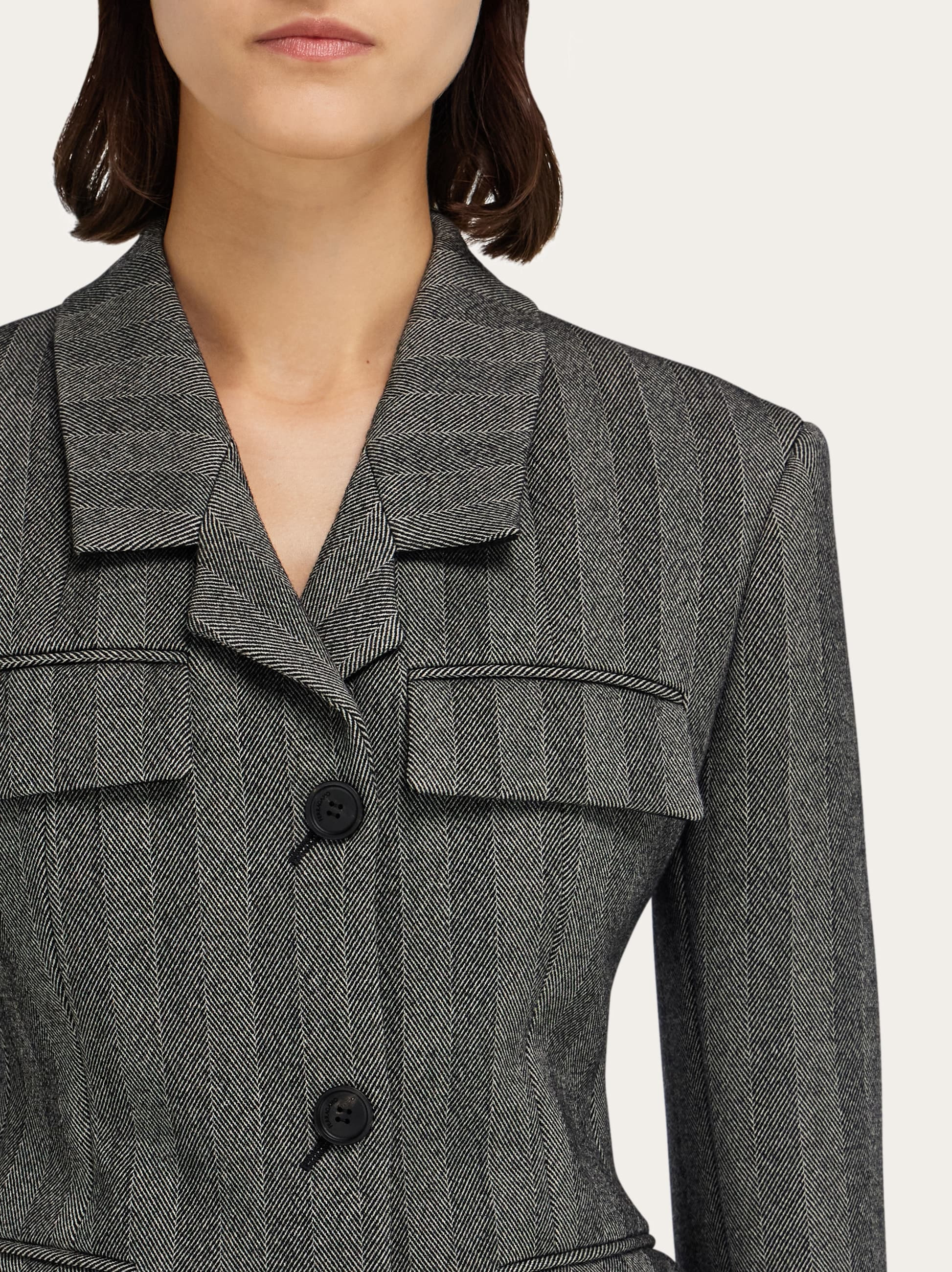 Single breasted blazer in chevron - 4