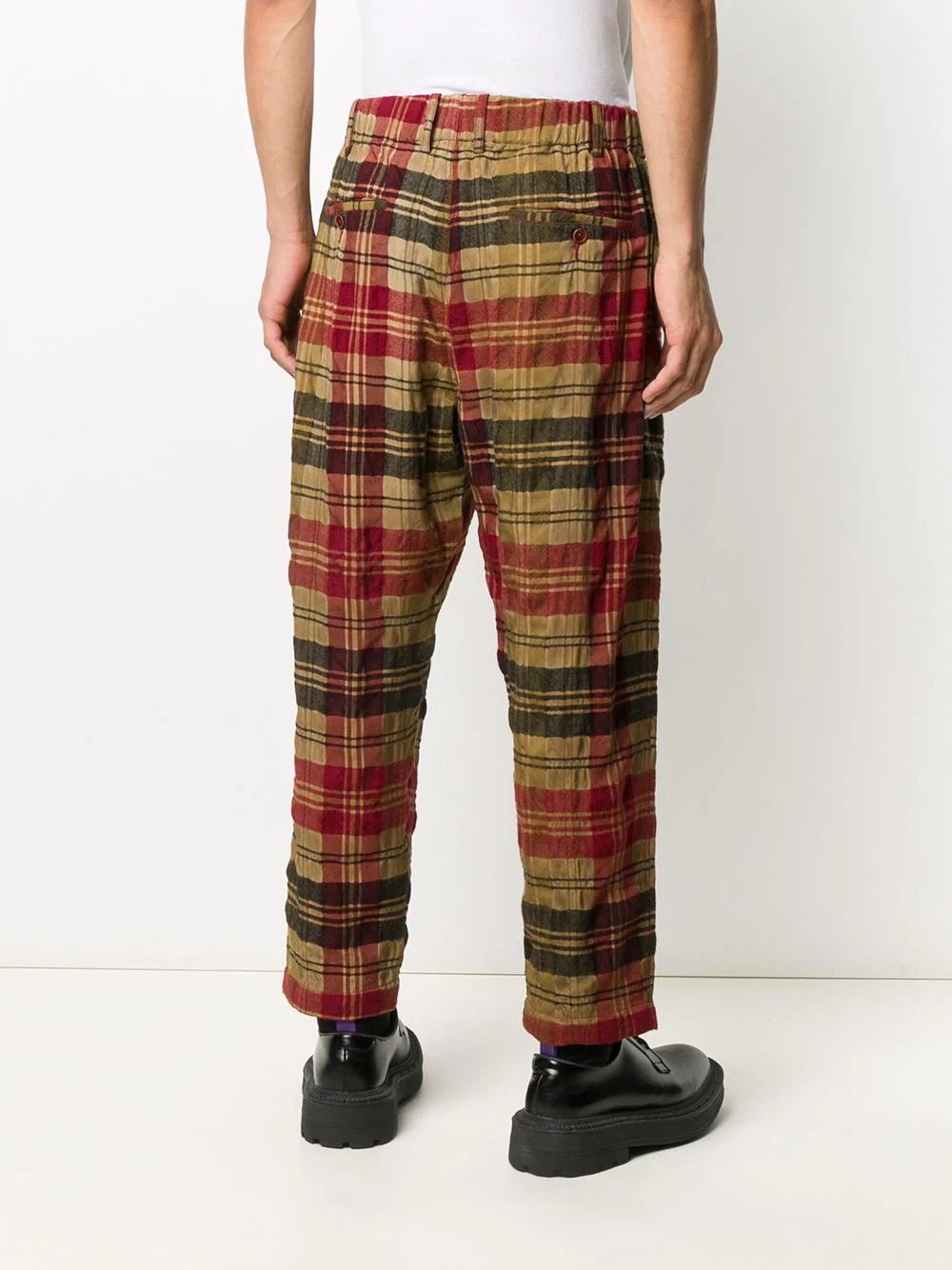 treated plaid check trousers - 4