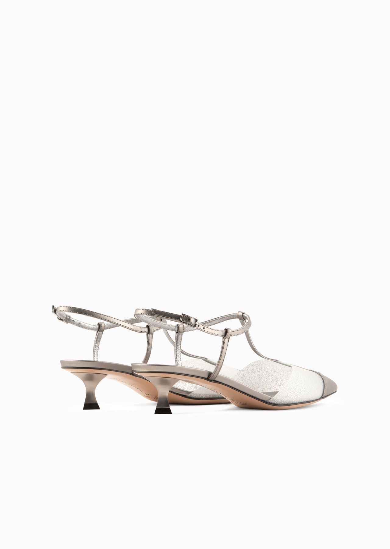 Lamé-leather and rubber slingbacks - 4