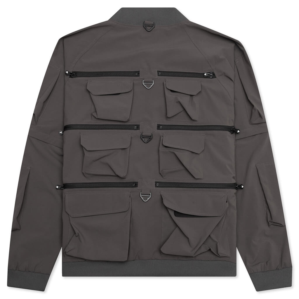 MULTI-POCKET ZIPPED 2 WAY JACKET - CHARCOAL - 2