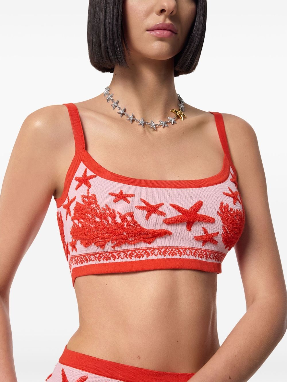Barocco Sea knitted crop top - 5