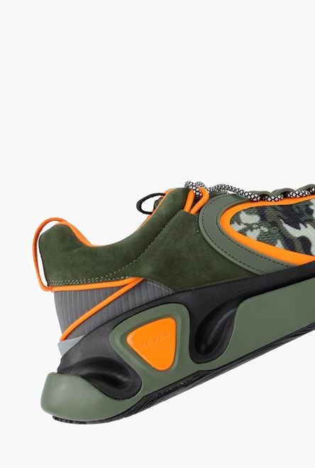 Khaki and orange camouflage suede and mesh B-Runner sneakers - 7