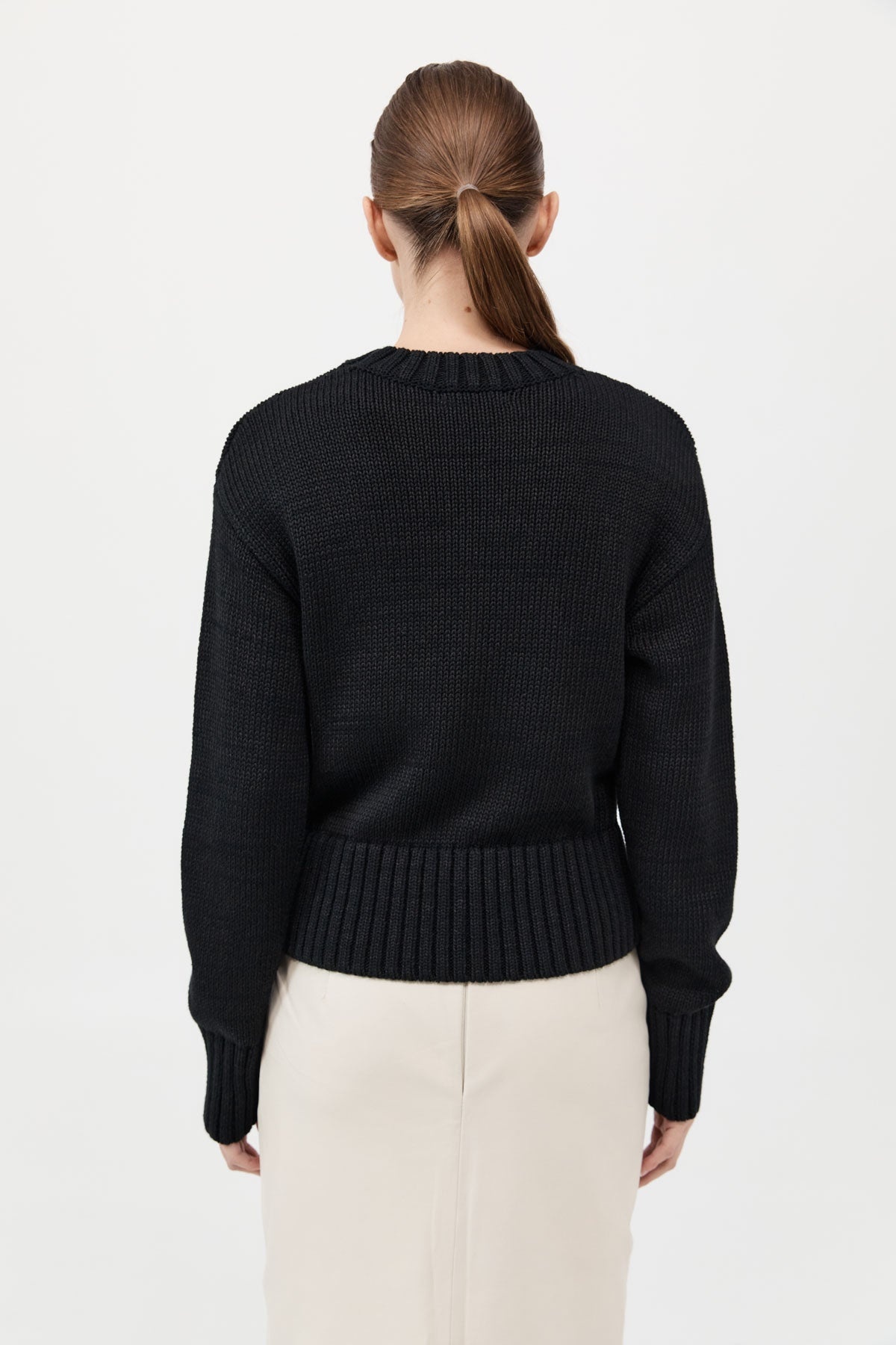 Linen Silk Blend Jumper - Black - 4