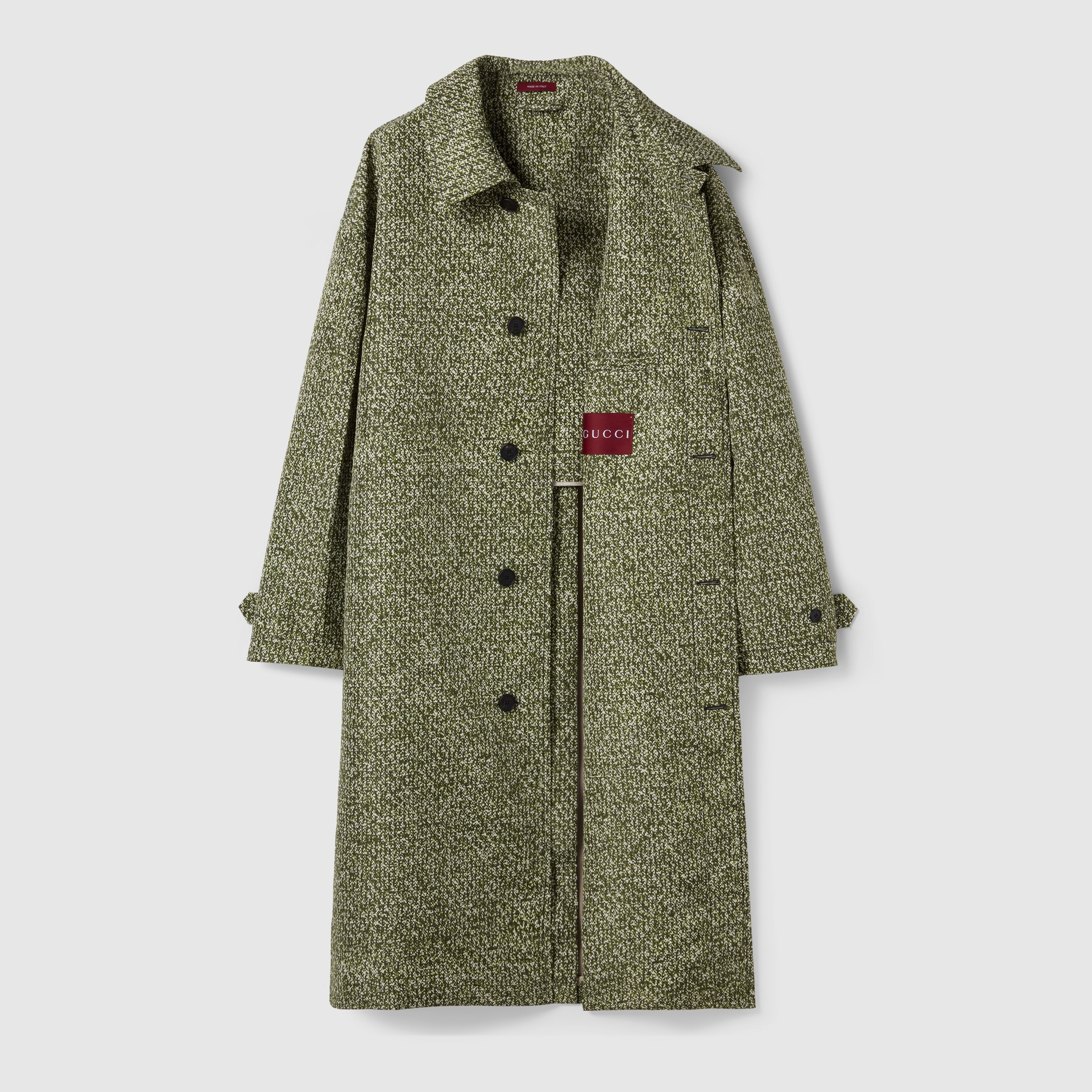 Bonded poplin coat with bouclé print - 8