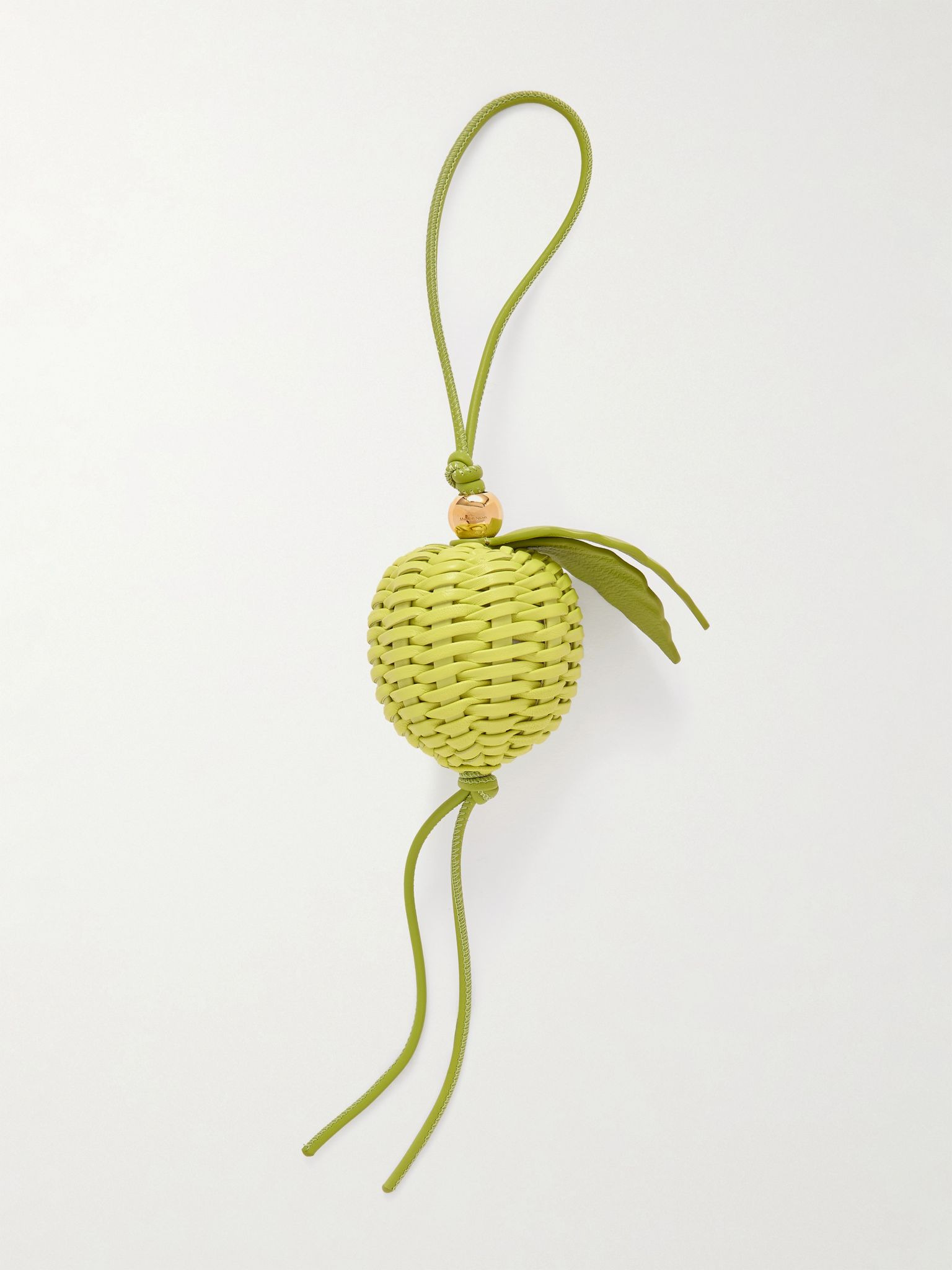 Granny Apple leather and gold-tone bag charm Green - 3