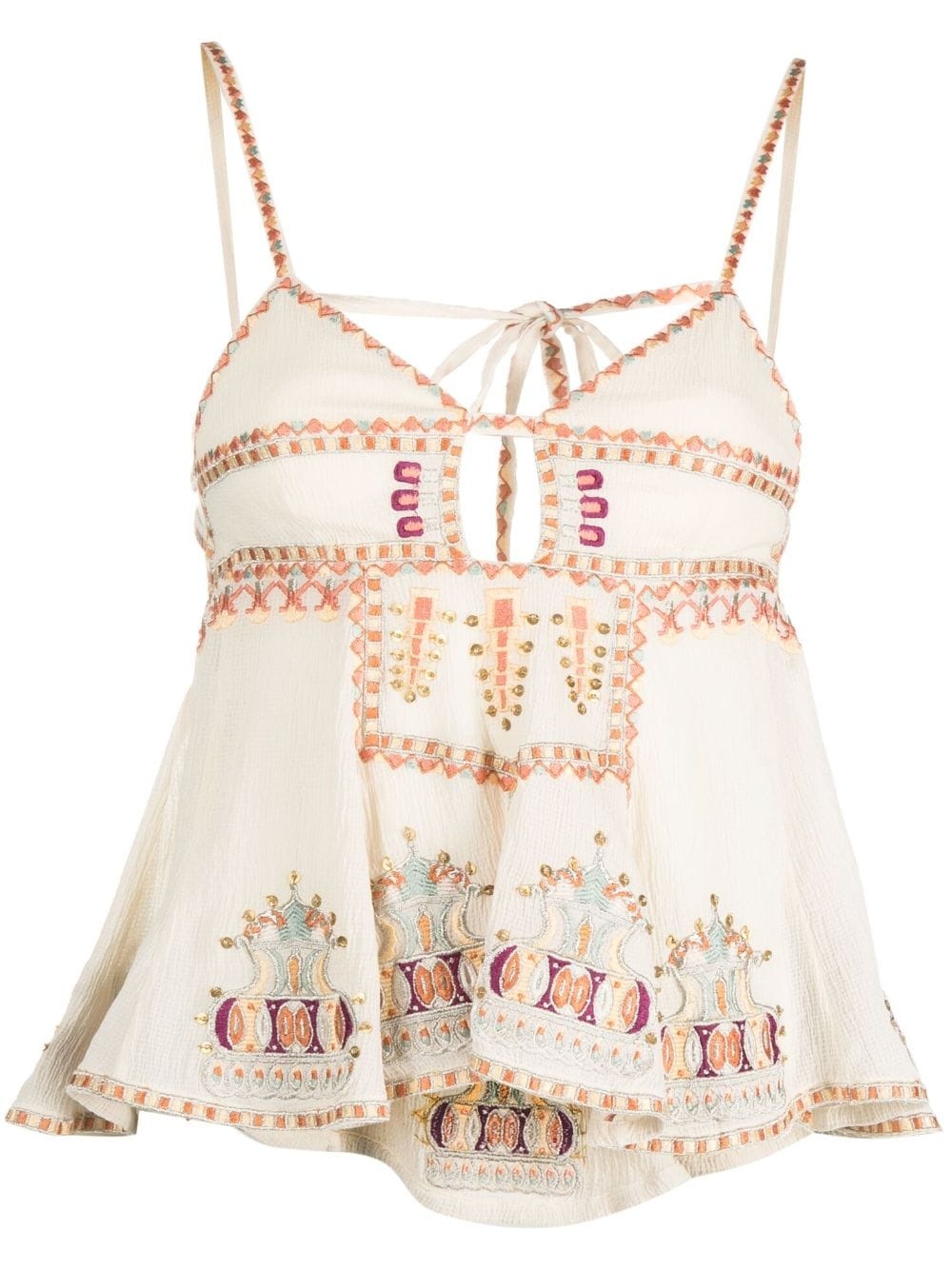 embroidered cut-out sleeveless top - 1