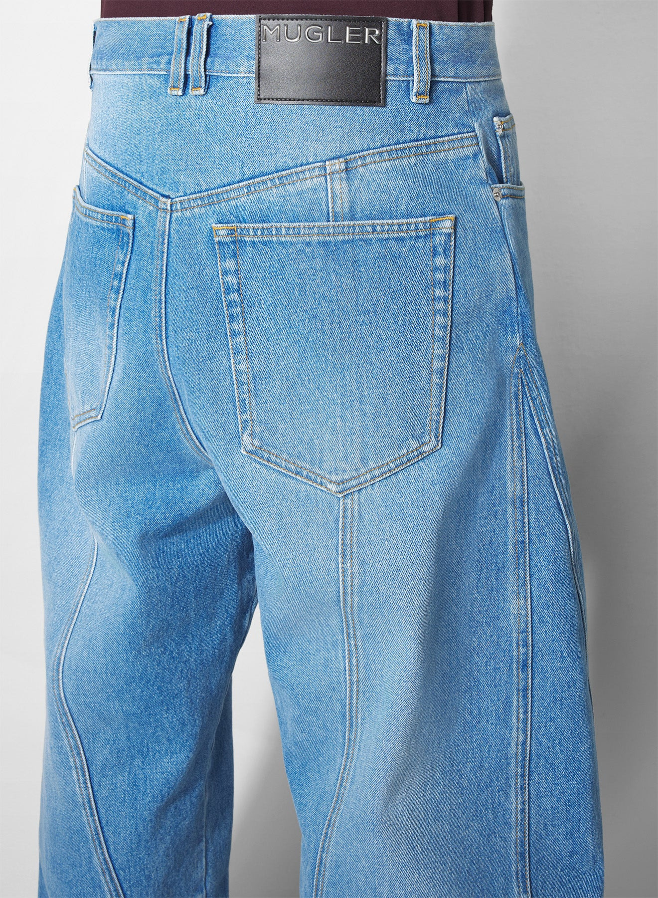 washed blue oversized spiral jeans - 3