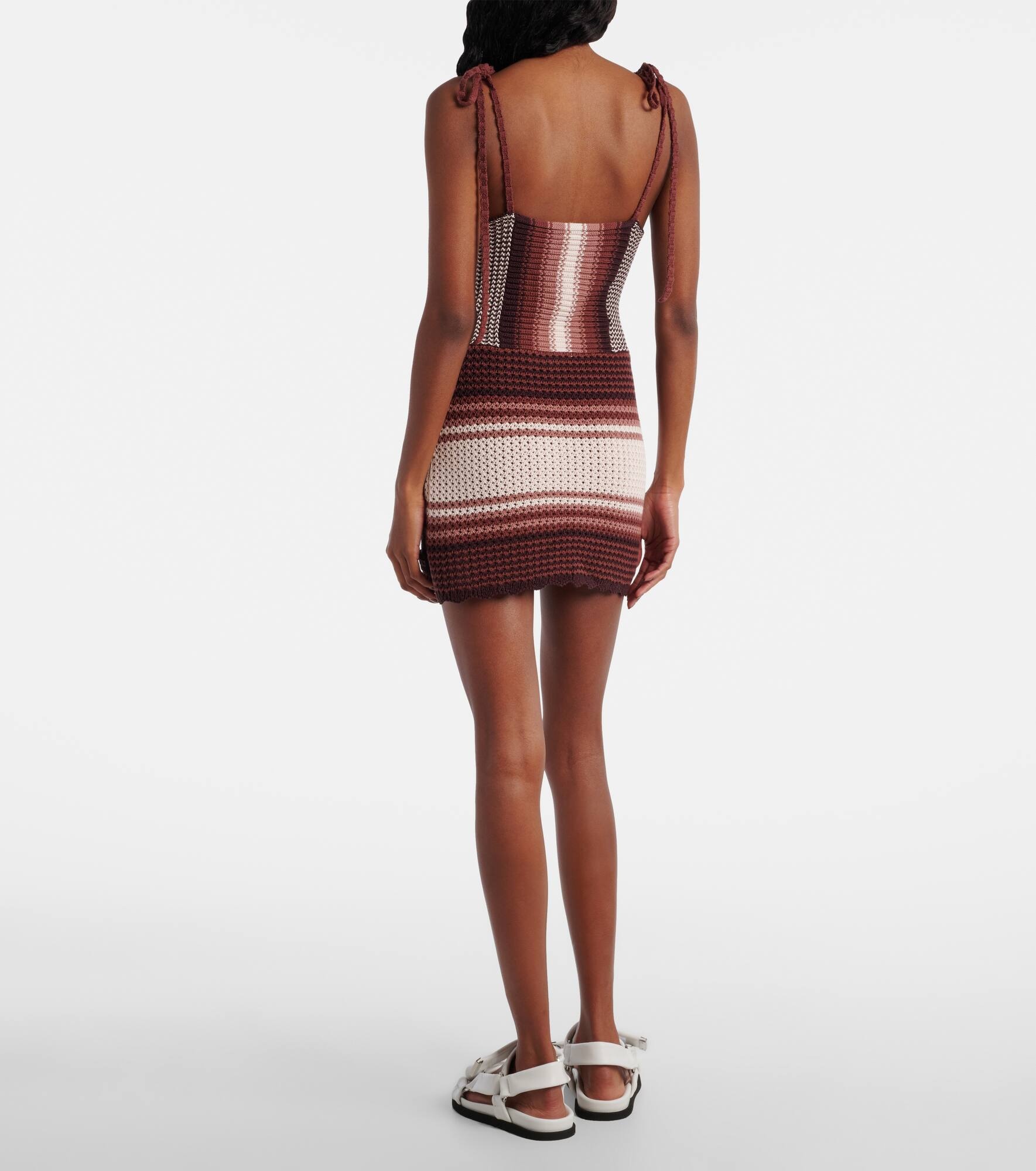 Crochet striped cotton minidress - 3