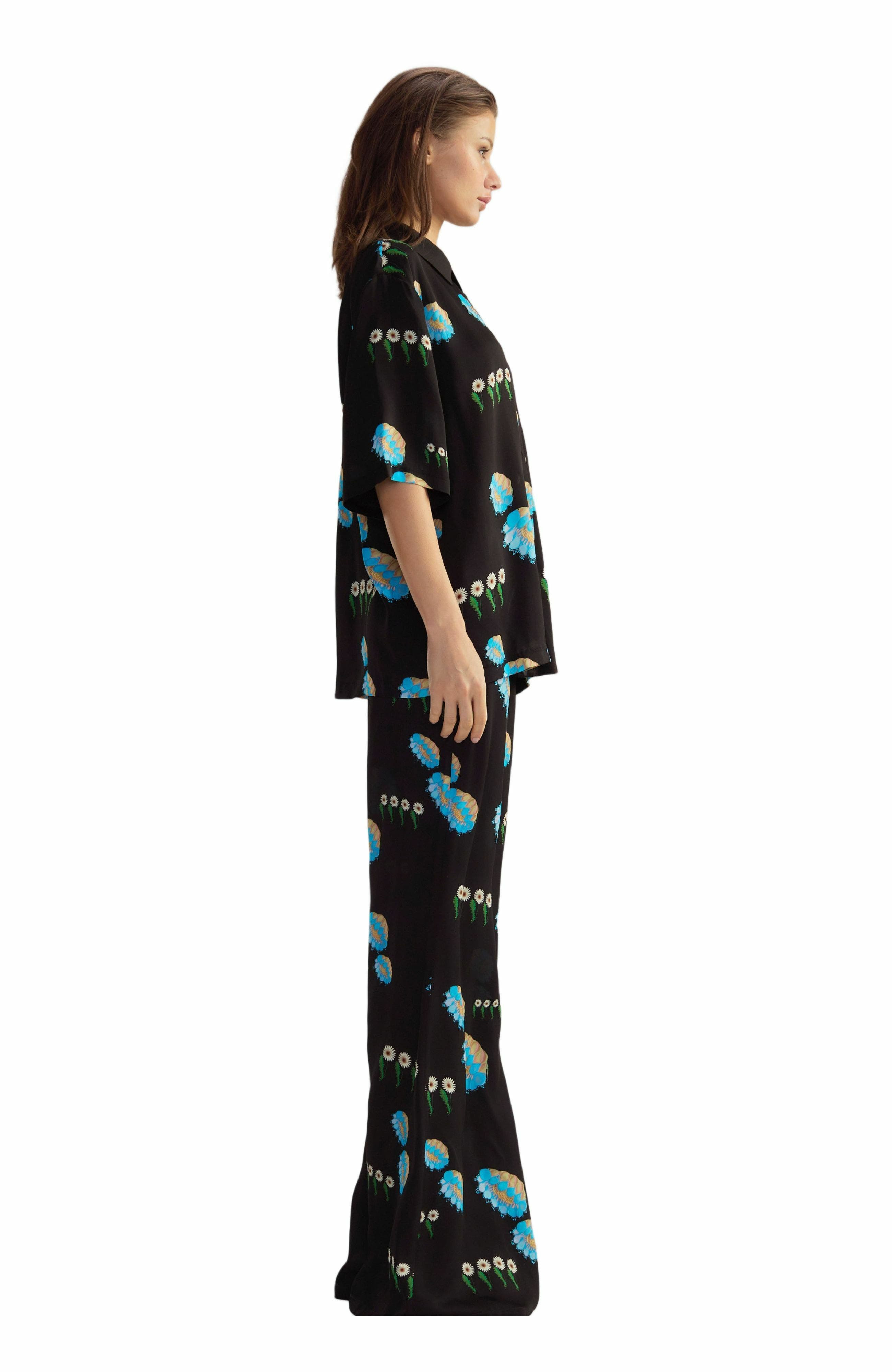 Cynthia Rowley Blake Camp Shirt in Black Floral at Nordstrom - 2