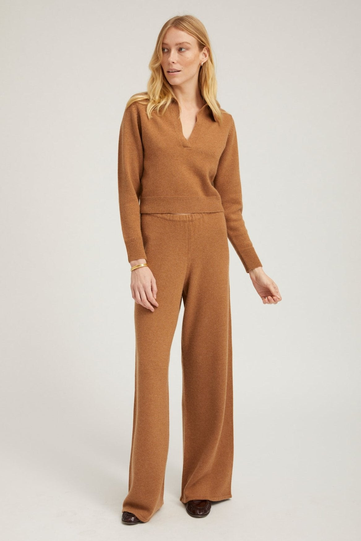 TAN CASHMERE EASY PANTS - 2