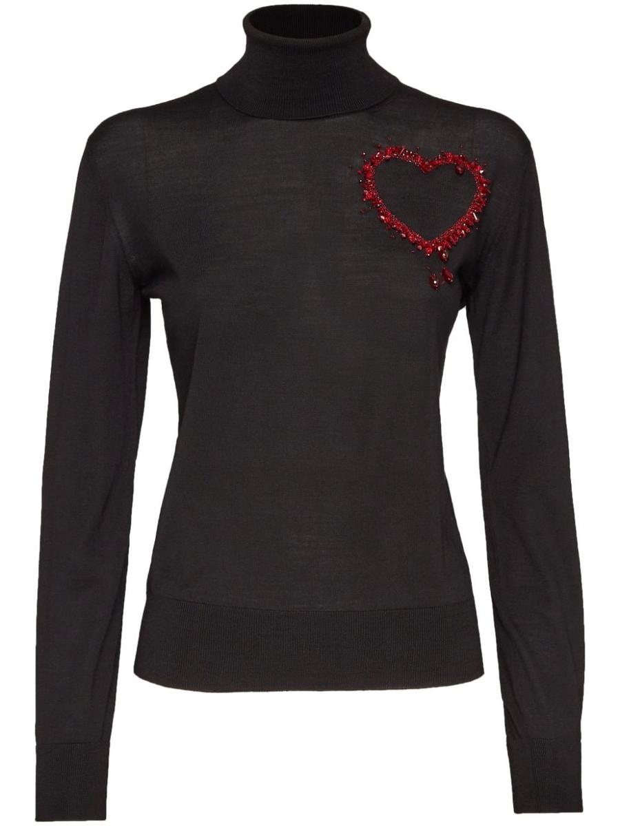 Dsquared2 Wool Turtleneck Sweater With Heart Motif - 1