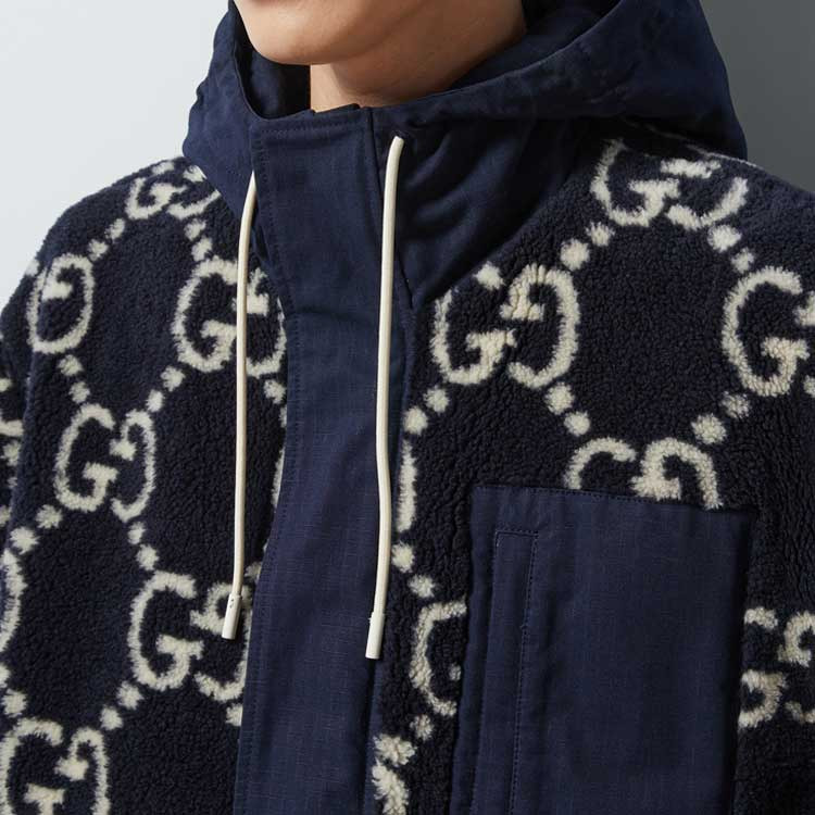 Gucci GG Fuzzy Fabric Jacquard Jacket 'Dark Blue' 771121-XJF4D-4100 - 6