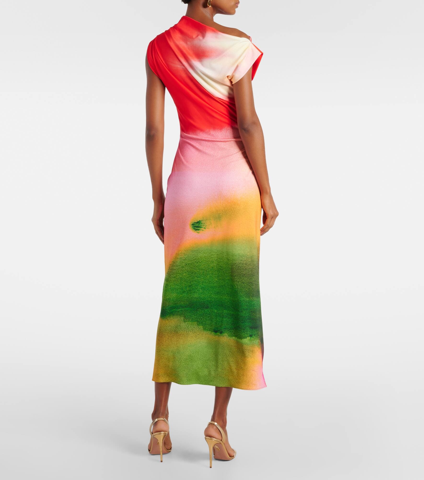 Colorblock draped jersey midi dress - 3