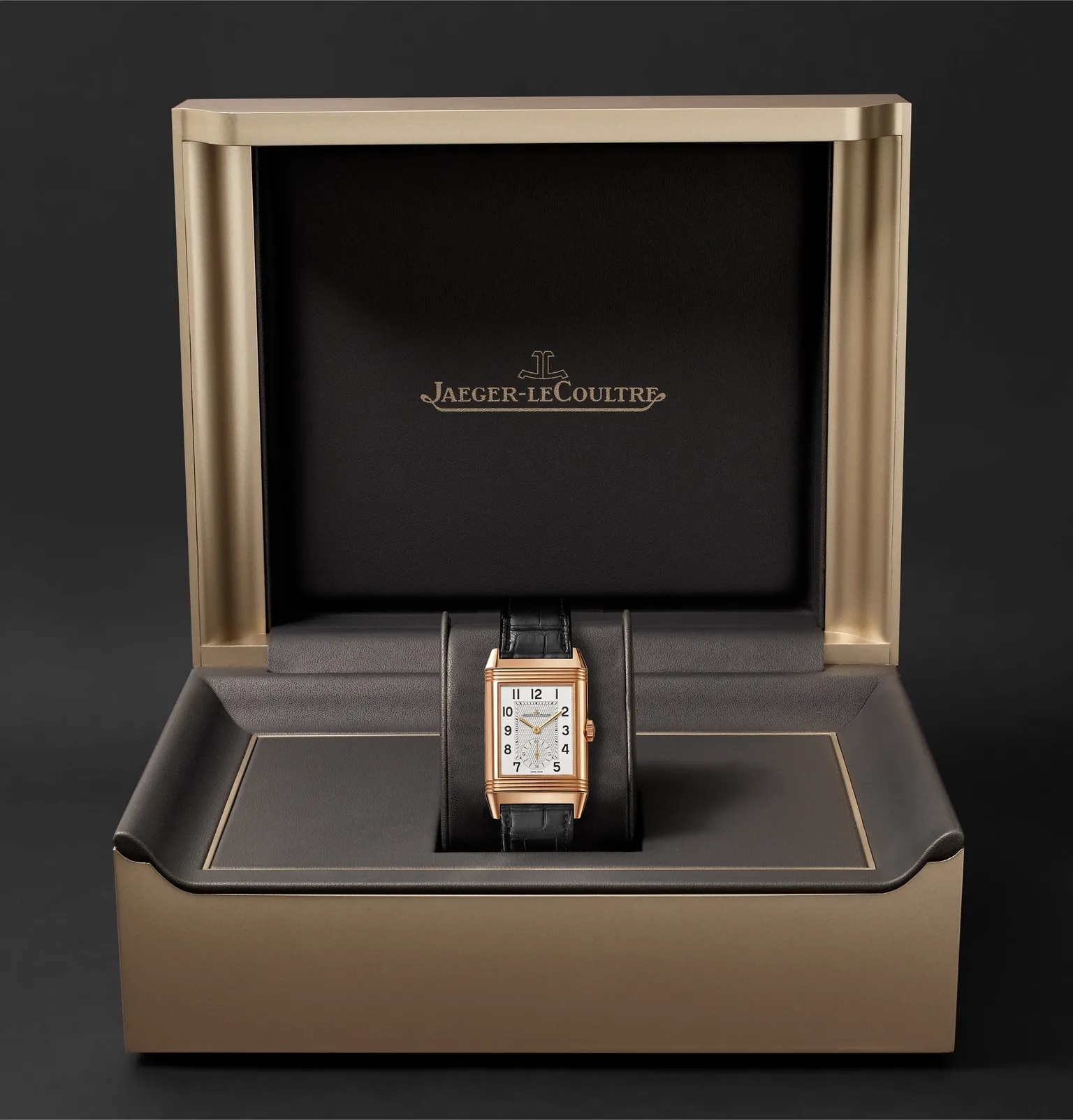 Reverso Classic Large Duoface Small Seconds Hand-Wound 28.3mm 18-Karat Rose Gold and Alligator Watch - 10