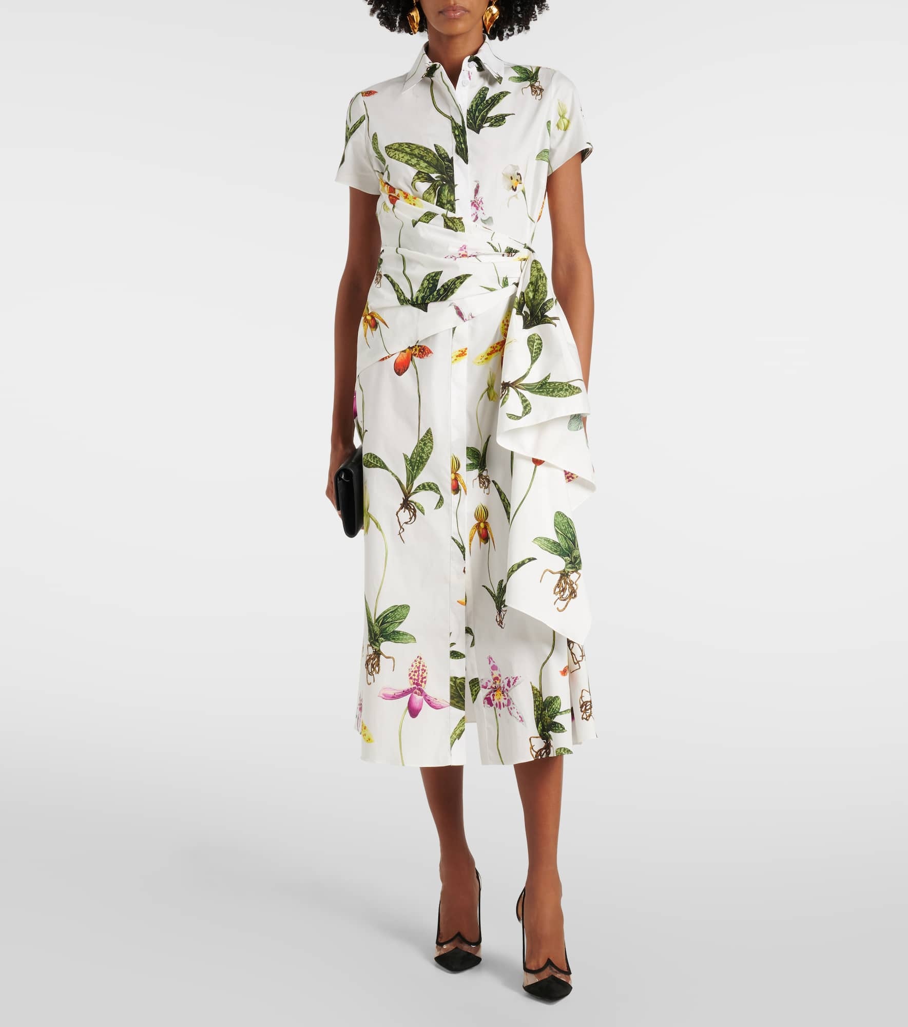 Orchid gathered poplin midi dress - 2