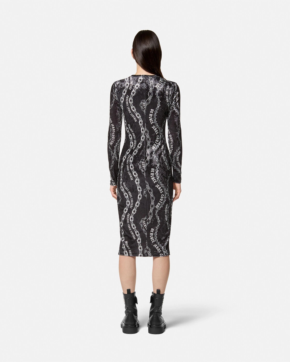 Chain Couture Velvet Midi Dress - 4