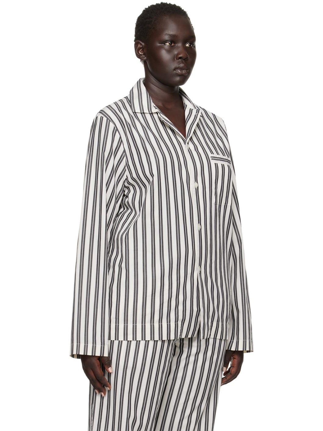 White & Black Striped Pyjama Shirt - 2