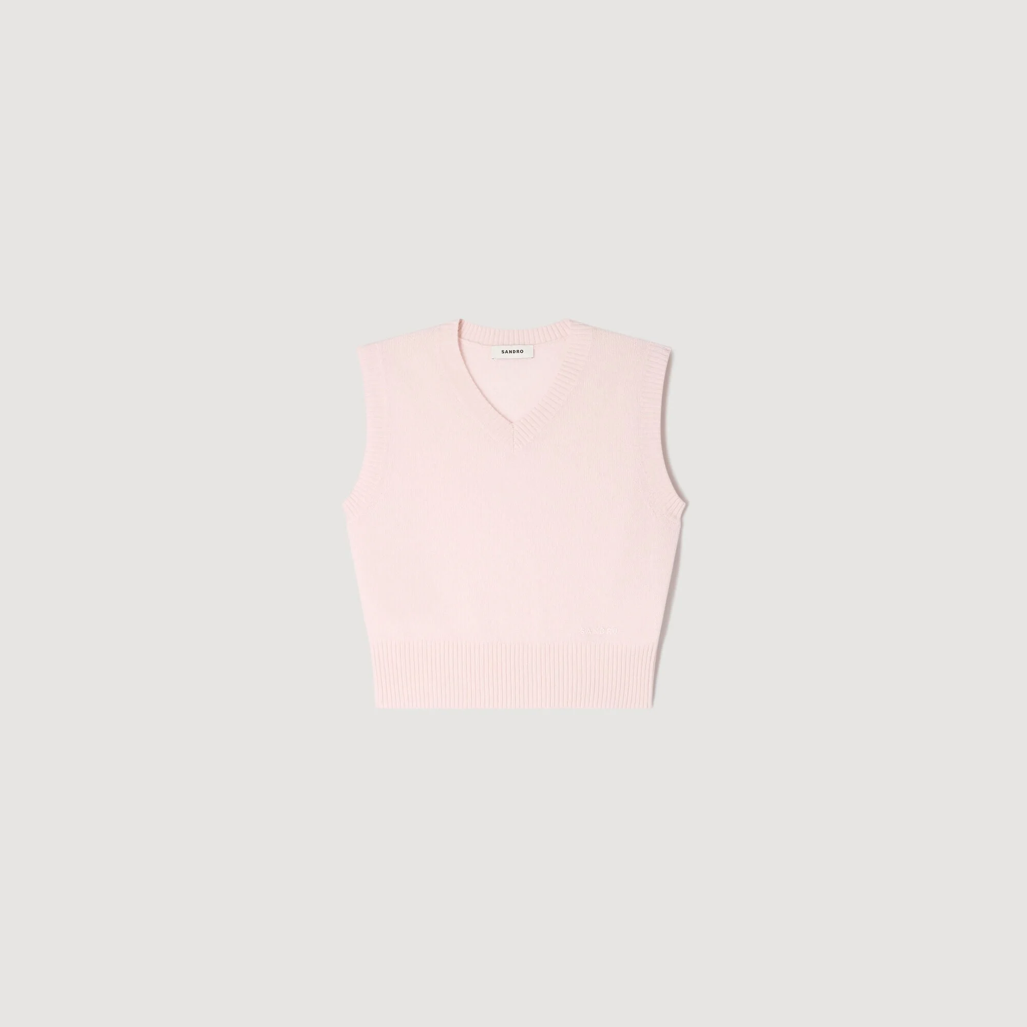 EMBROIDERED SHORT WOOL CASHMERE VEST - 1