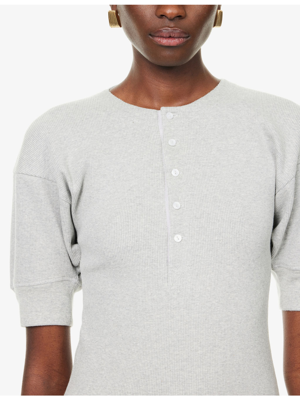 Ribbed Short-Sleeves Stretch-Cotton Top - 5