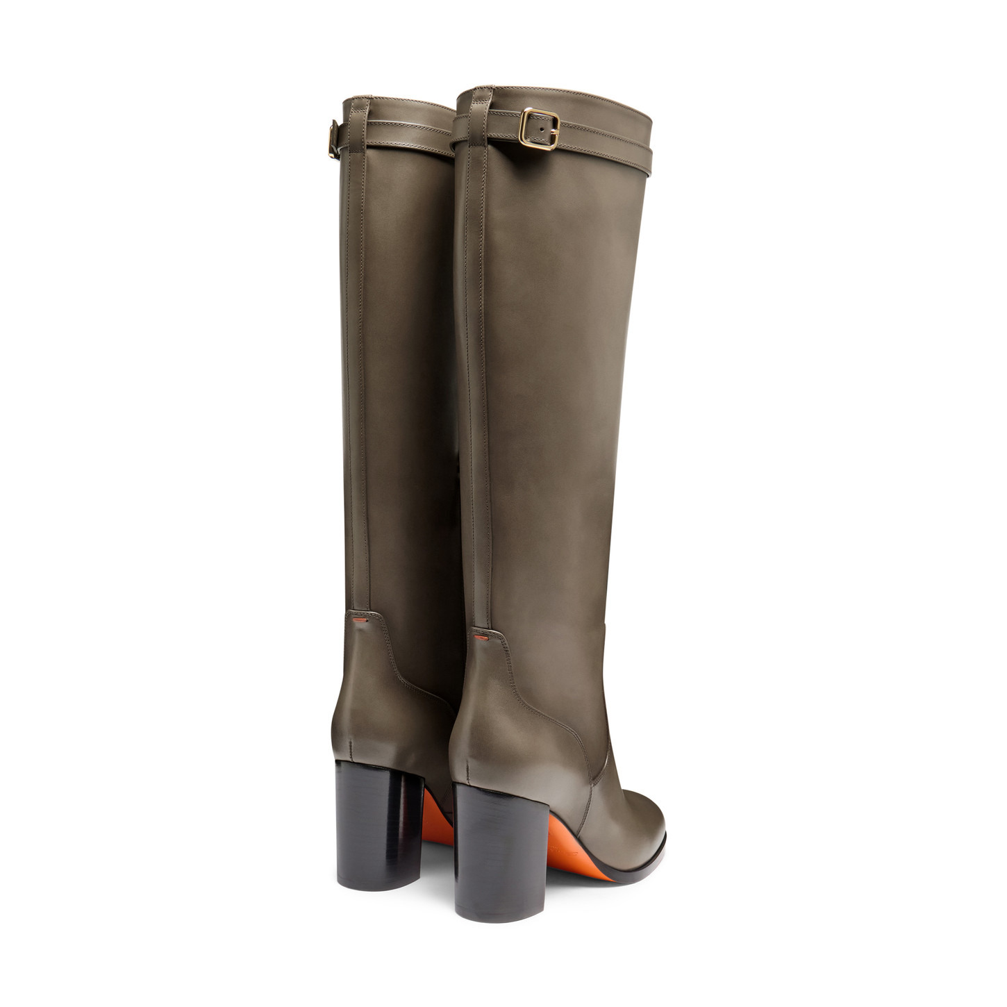 Women's grey leather high-heel boot - 3
