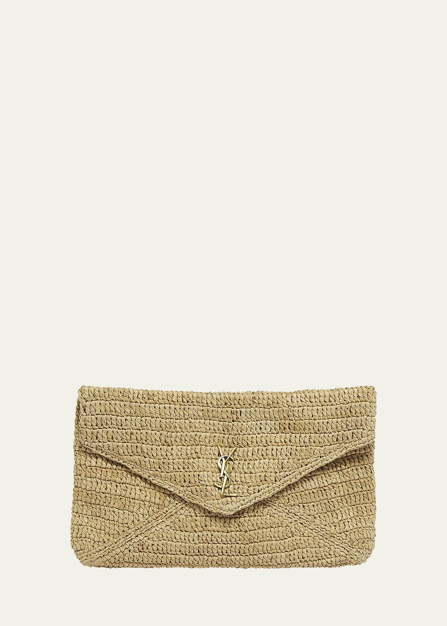 24PF new/Saint Laurent 大型YSLエンベロープポーチ Bag Green UPTOWN POUCH IN CROCODILE-EMBOSSED SHINY LEATHER | Saint