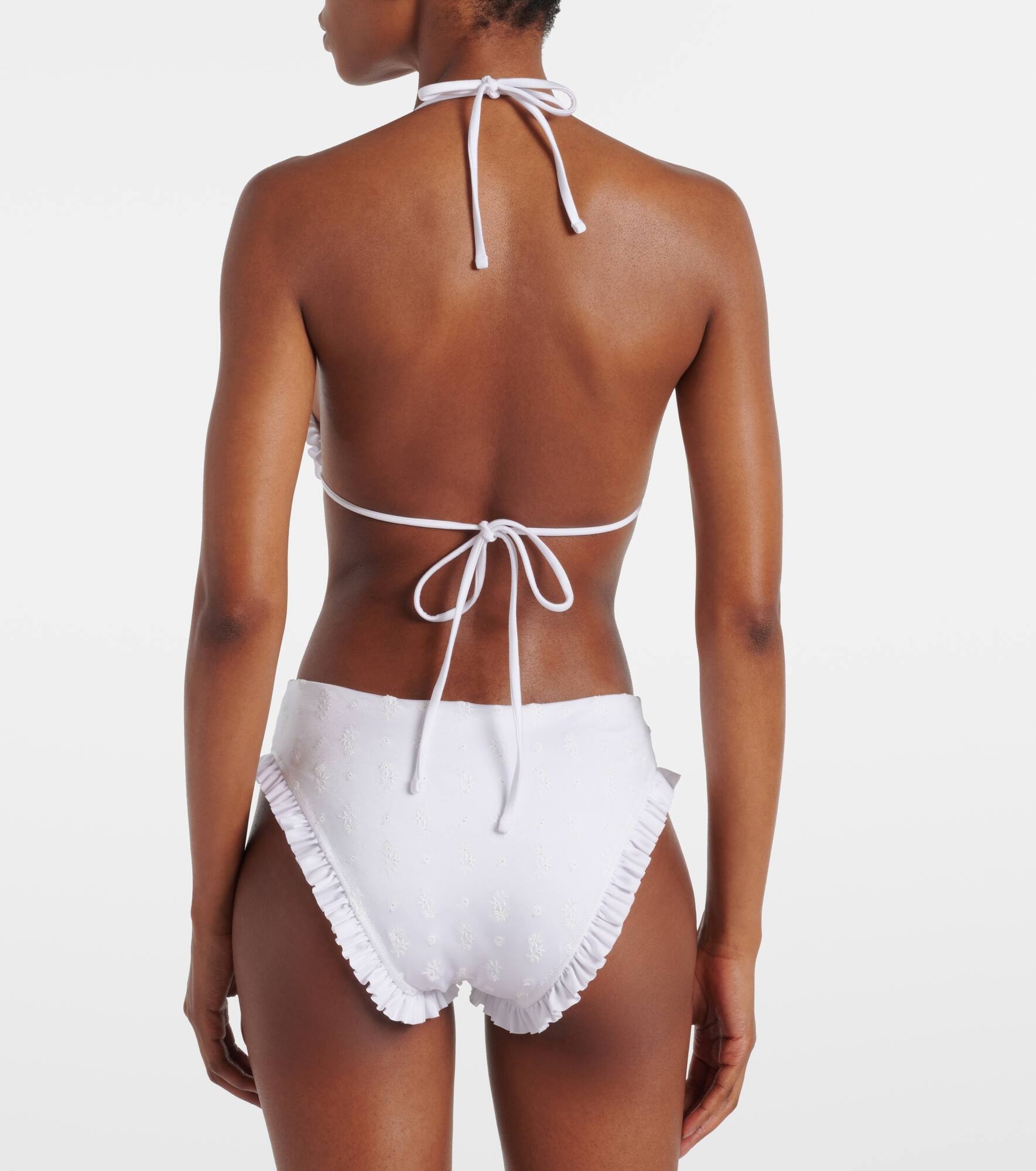 Broderie anglaise ruffled bikini top - 3