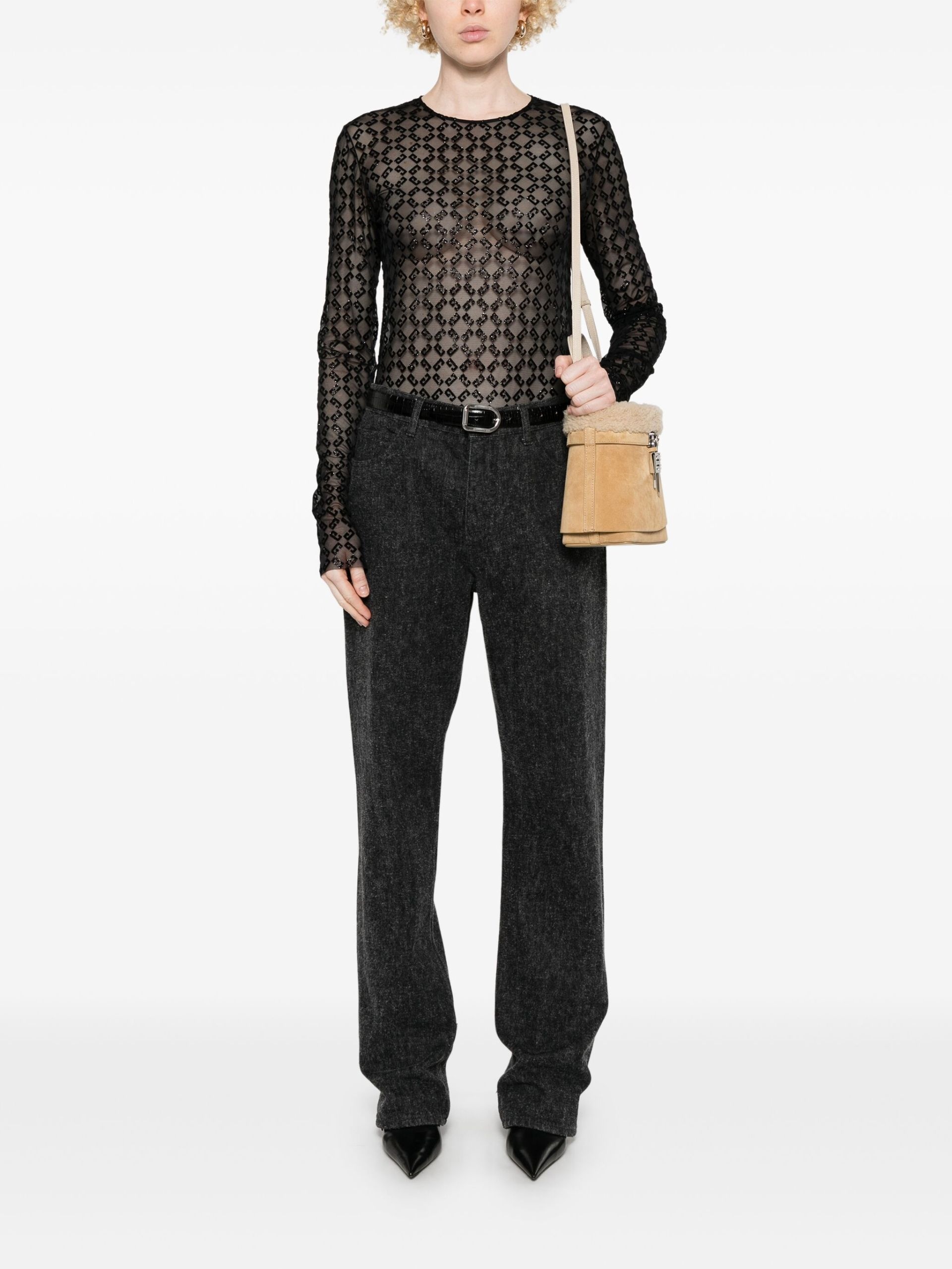 Givenchy BODYSUIT IN SHINY MONOGRAM 72 TULLE | REVERSIBLE