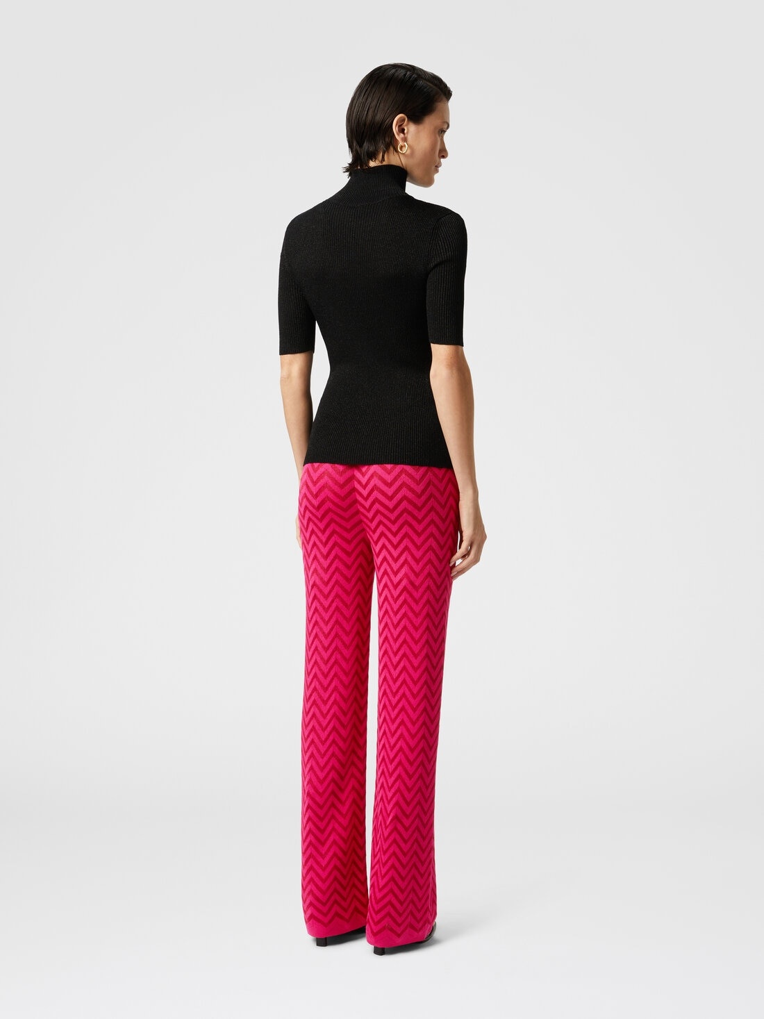 Tonal chevron pattern straight trousers - 3