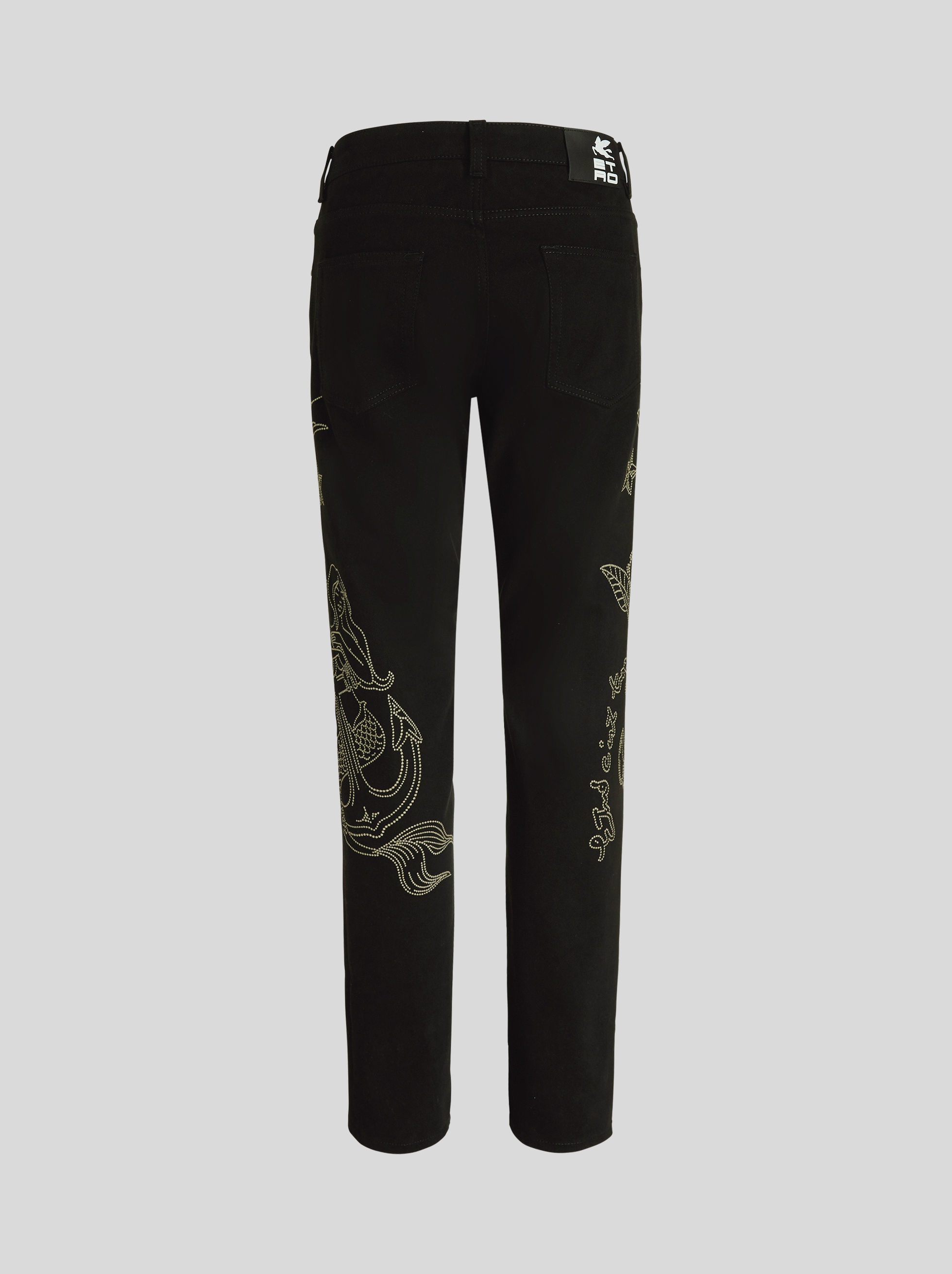 JEANS WITH PLACED OLD SCHOOL EMBROIDERY - 5