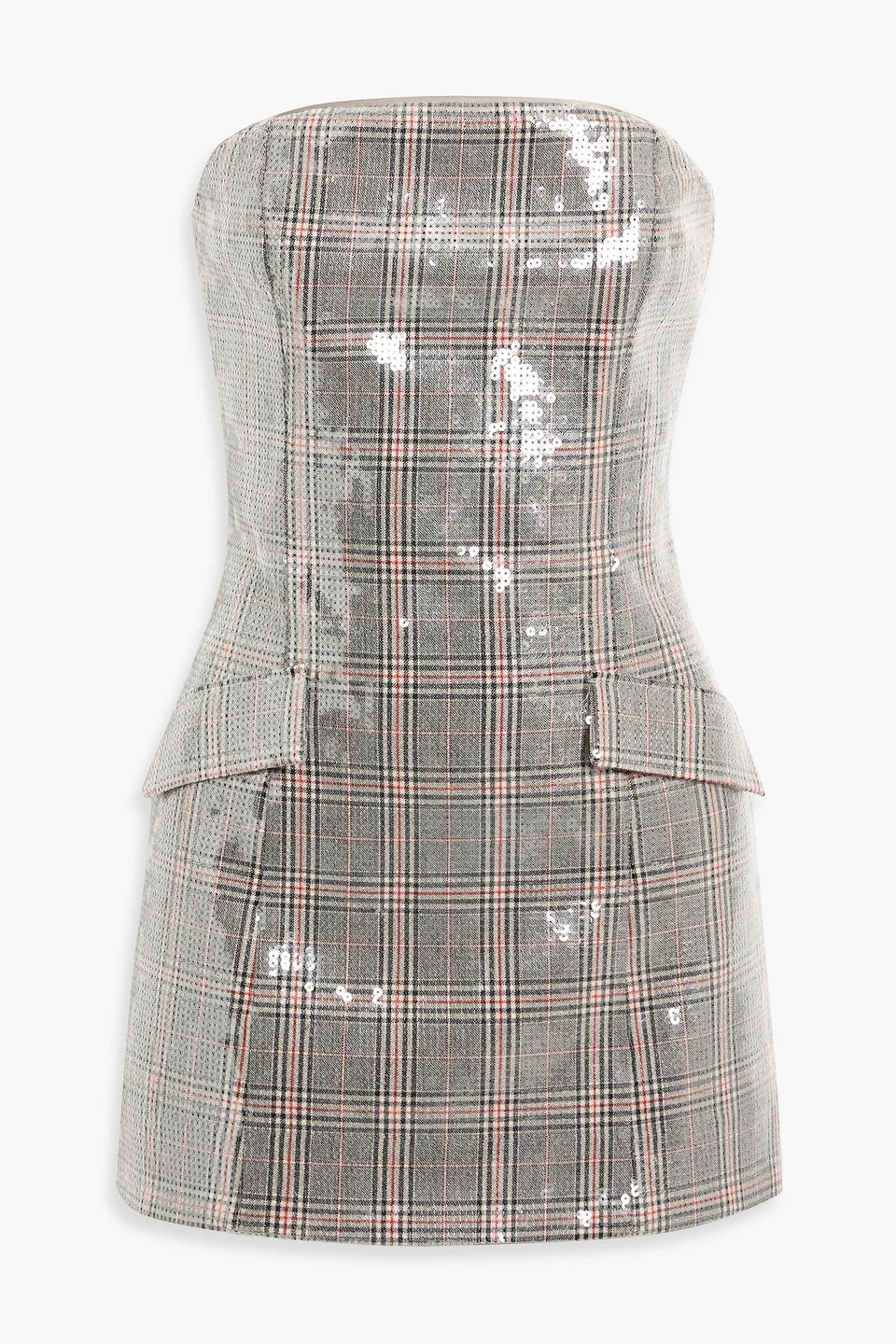 Crowne strapless sequined checked tweed mini dress - 1
