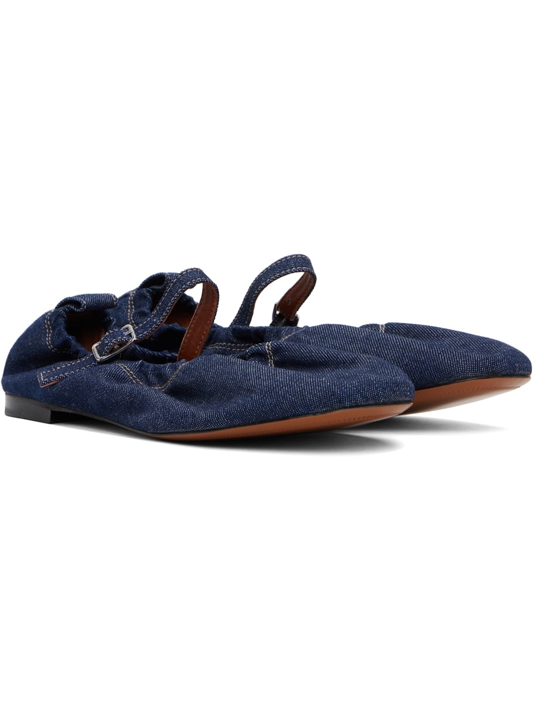 Blue Denim Ballerina Flats - 4