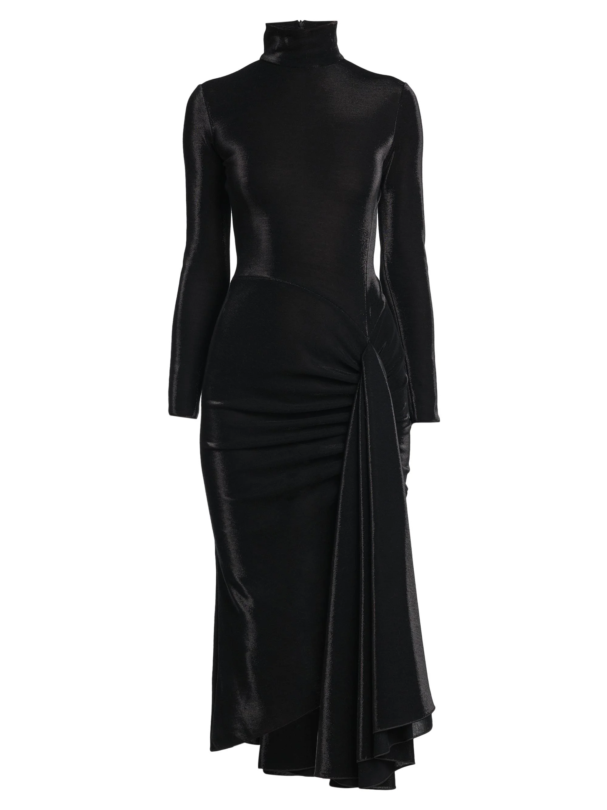 Women's Draped Jersey Dress - Nero - 1