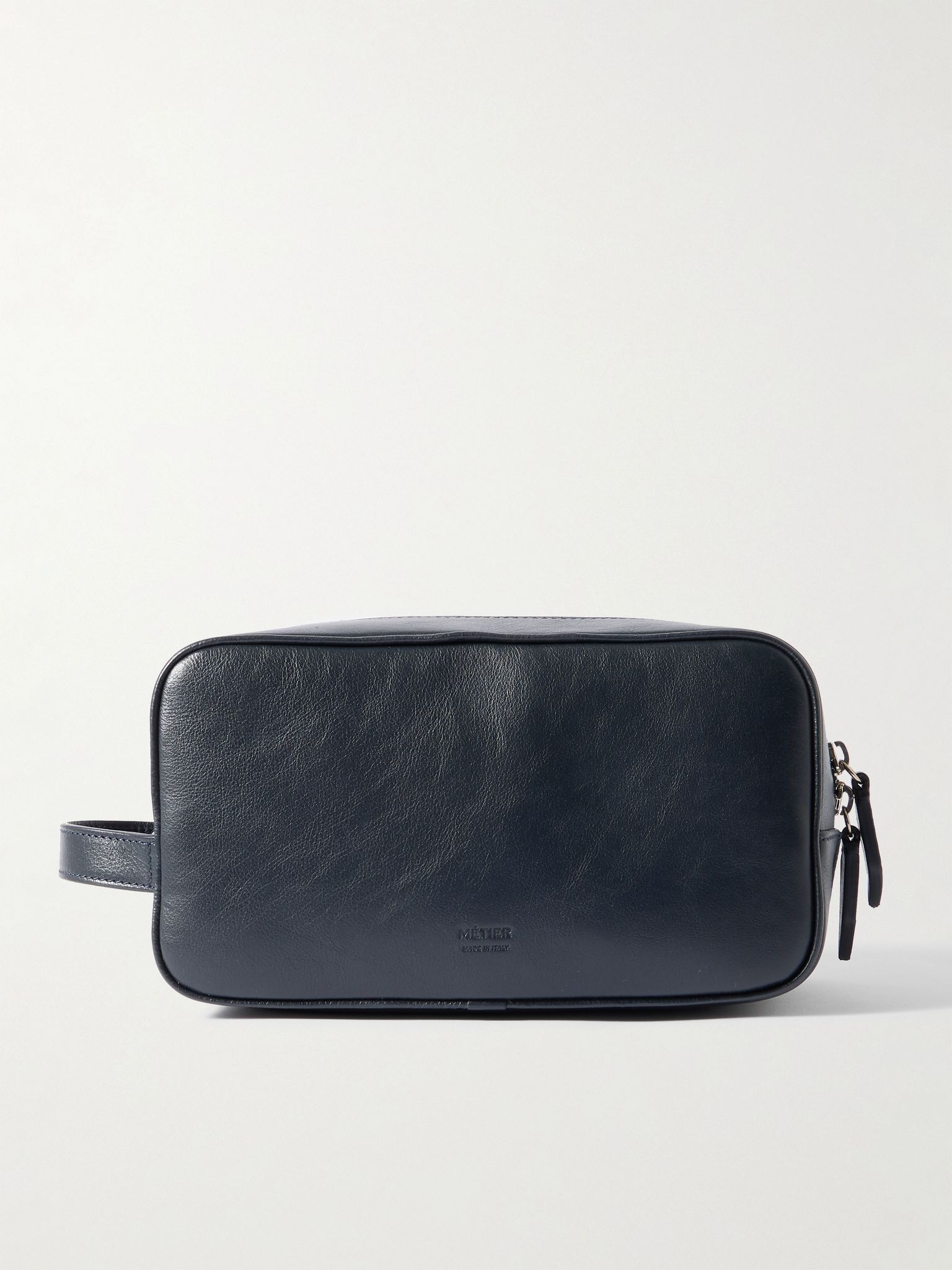 Leather Wash Bag Navy - 1